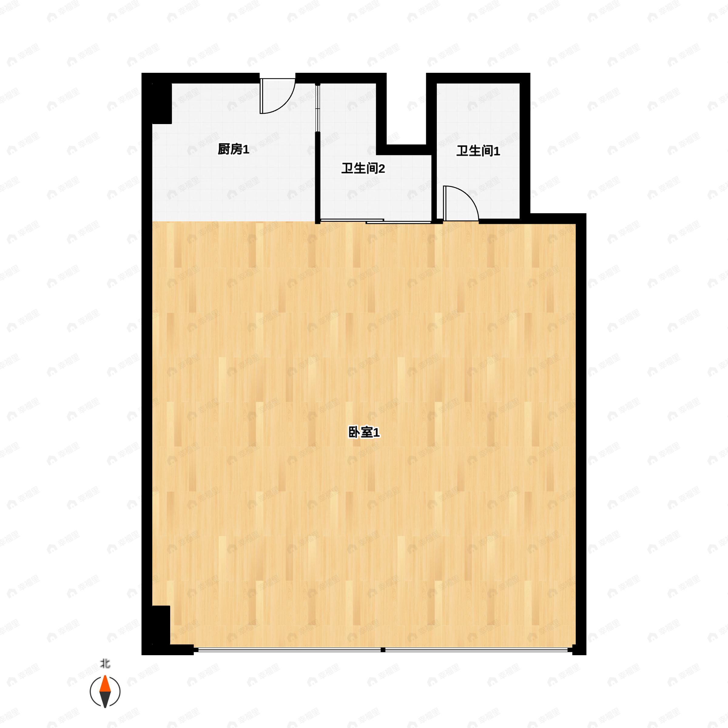 1室1厅1卫建面85m²南户型图