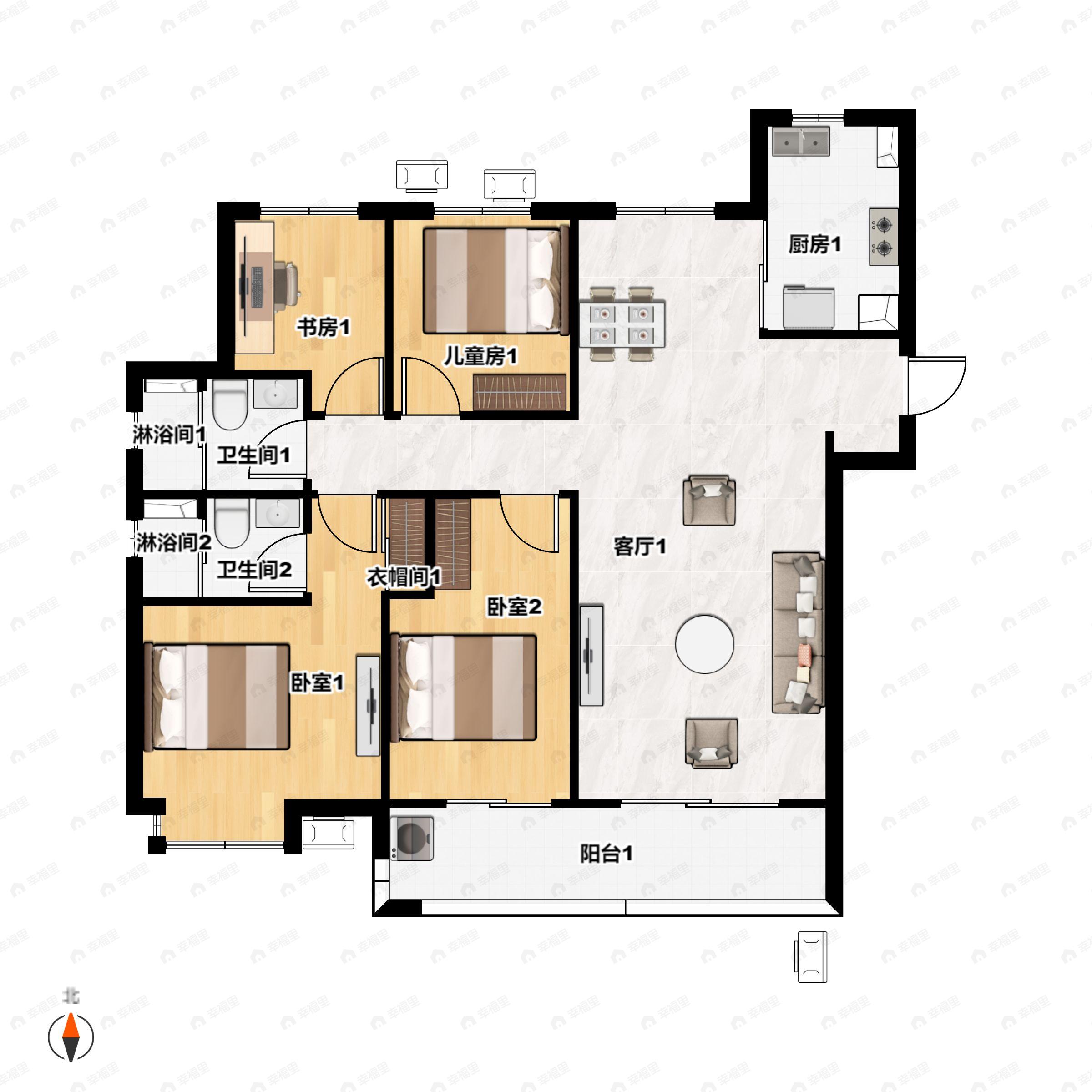 保利和光4室2厅2卫户型图