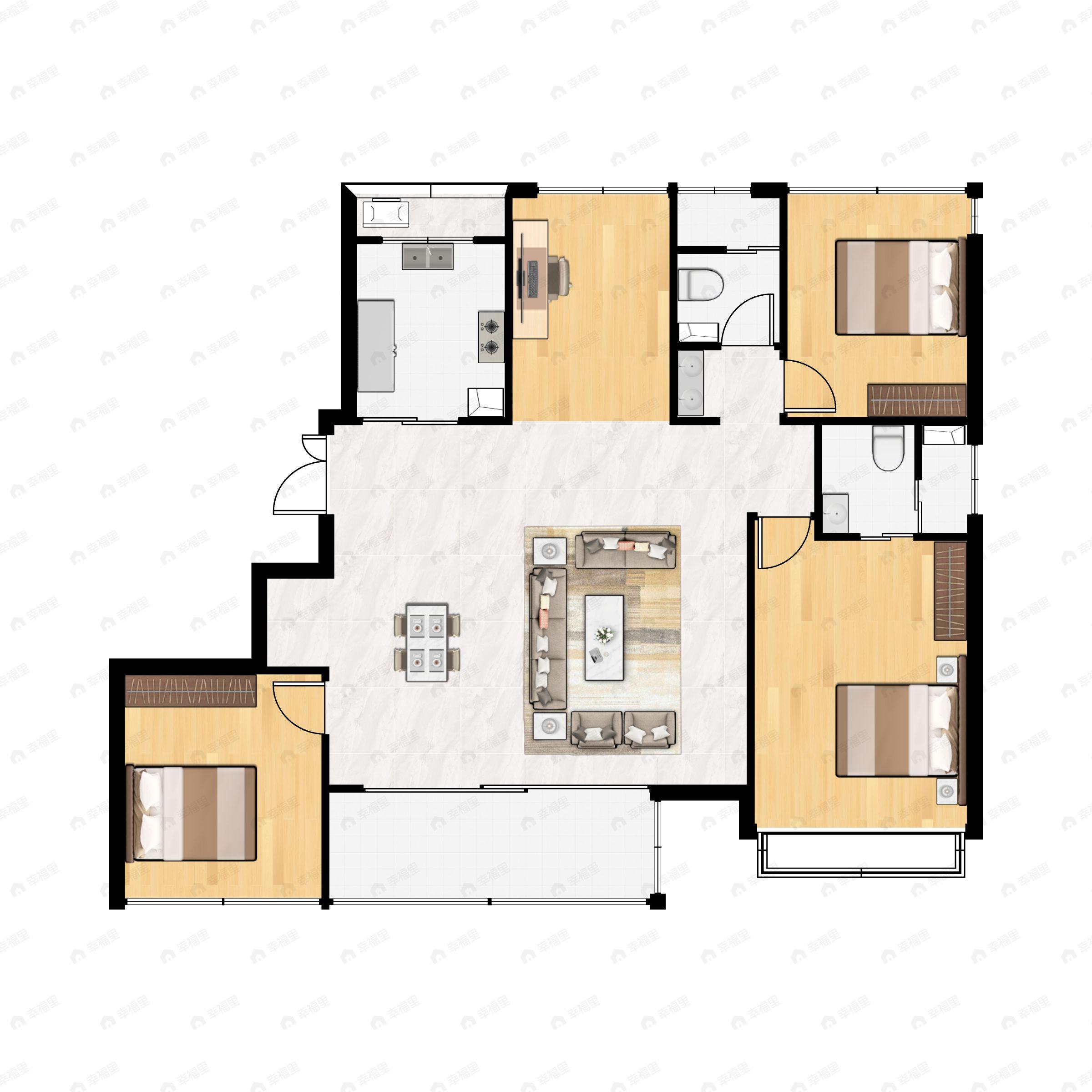 九龙仓天灏4室2厅1卫户型图