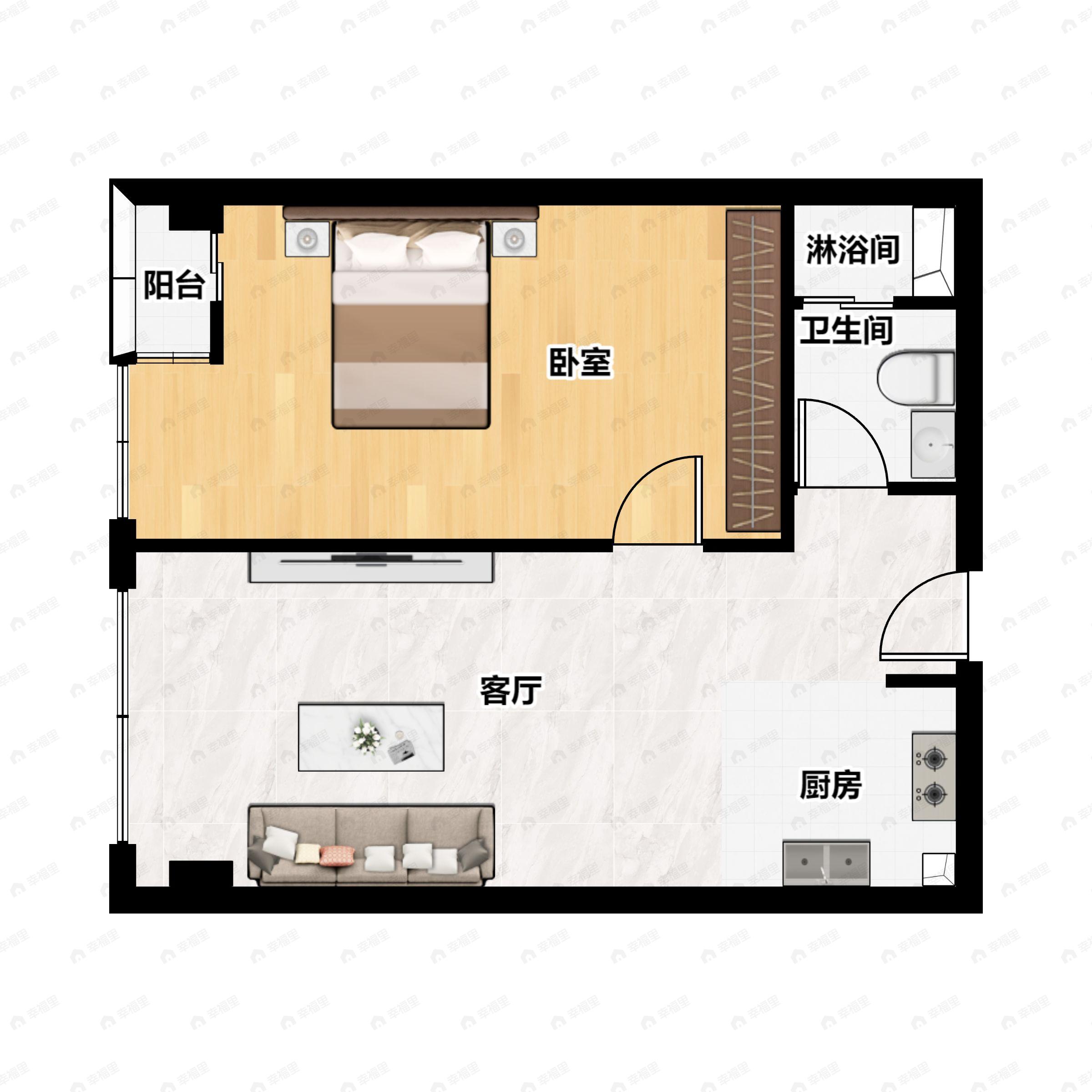1室1厅1卫建面71平户型图