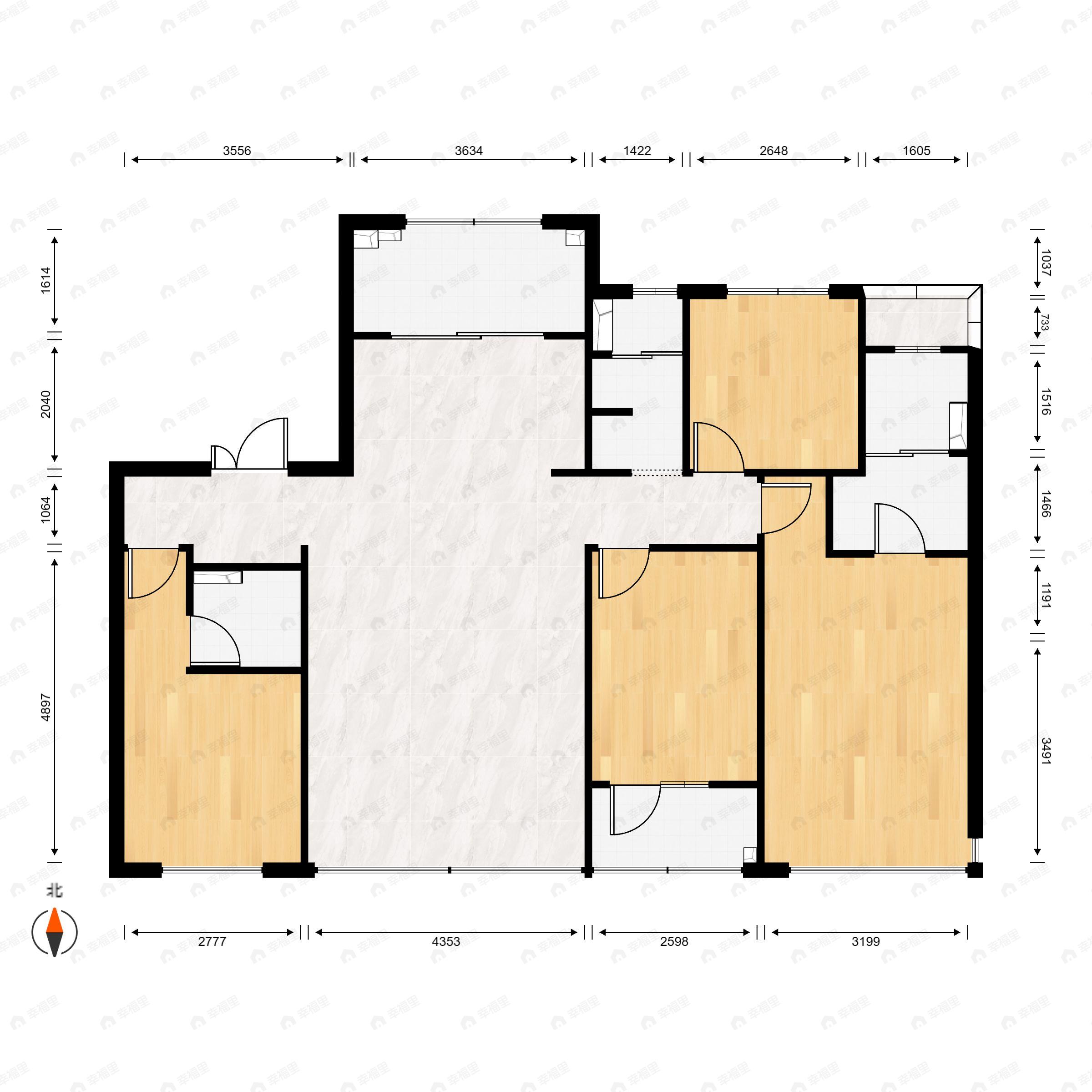 4室2厅3卫建面166平户型图