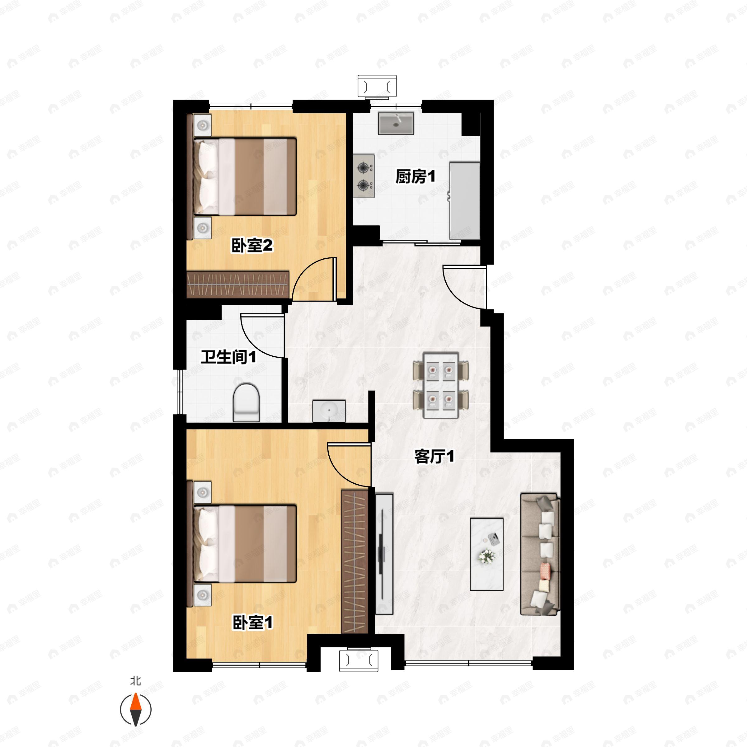 金地北京壹街区2室2厅1卫户型图