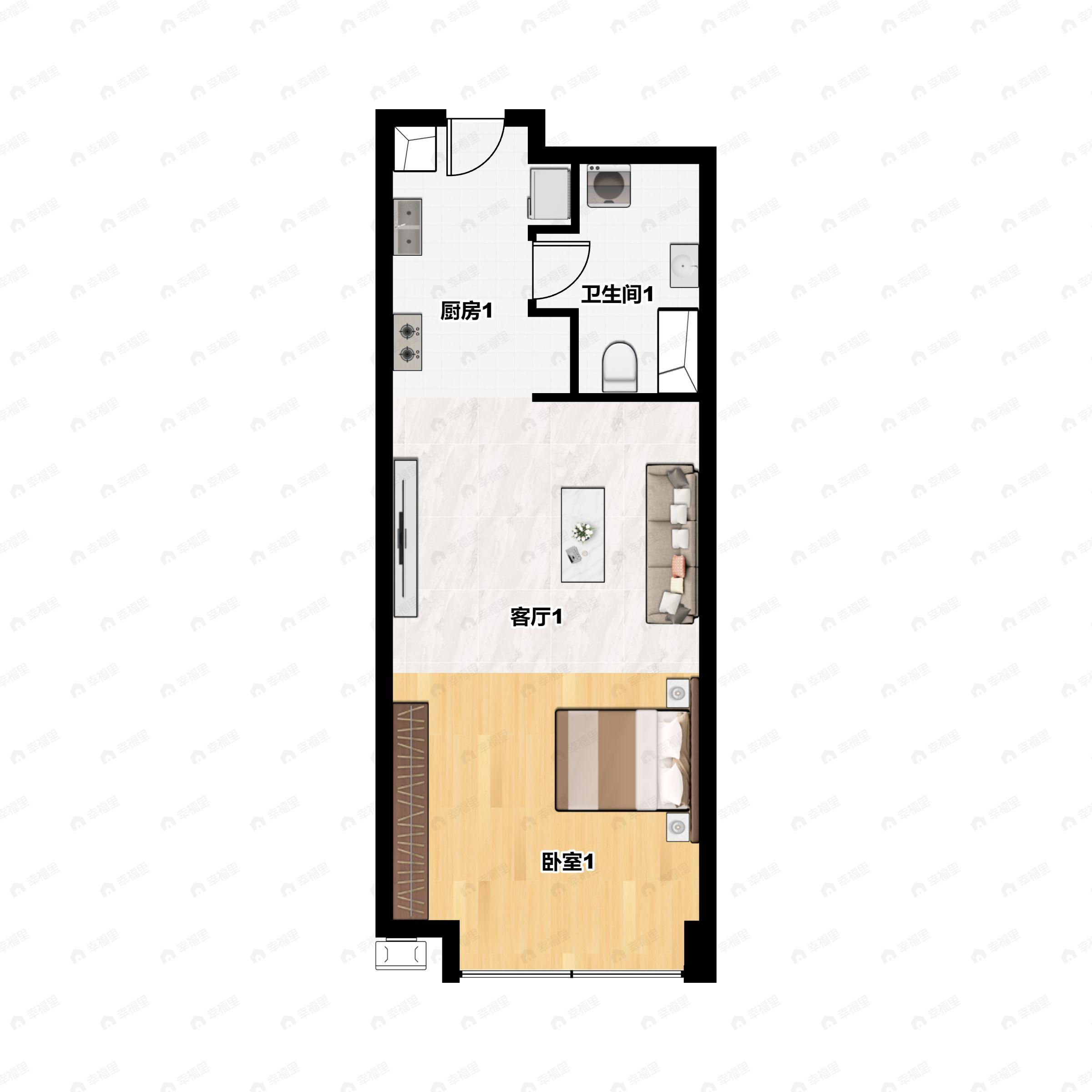星汇广场1室1厅1卫户型图