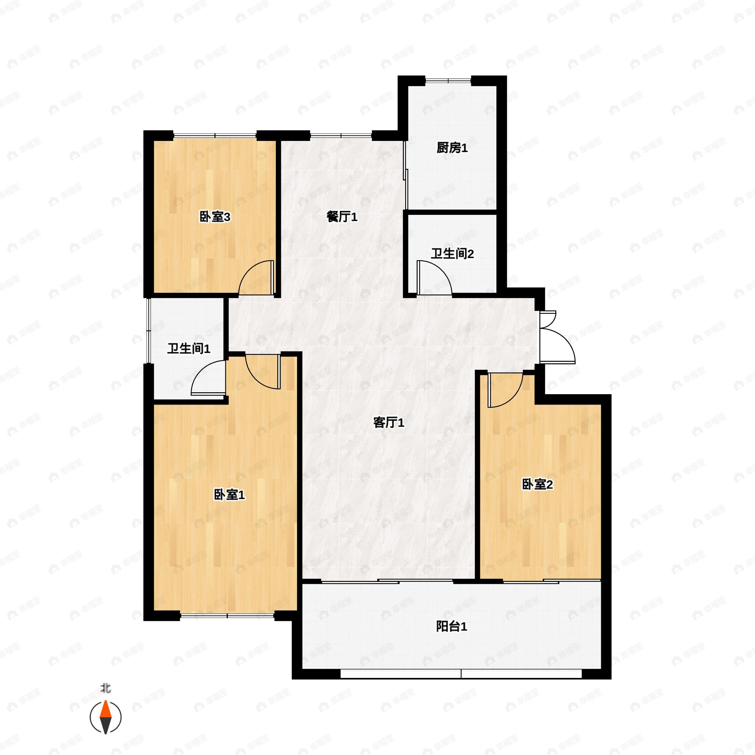 3室2厅2卫建面141平户型图