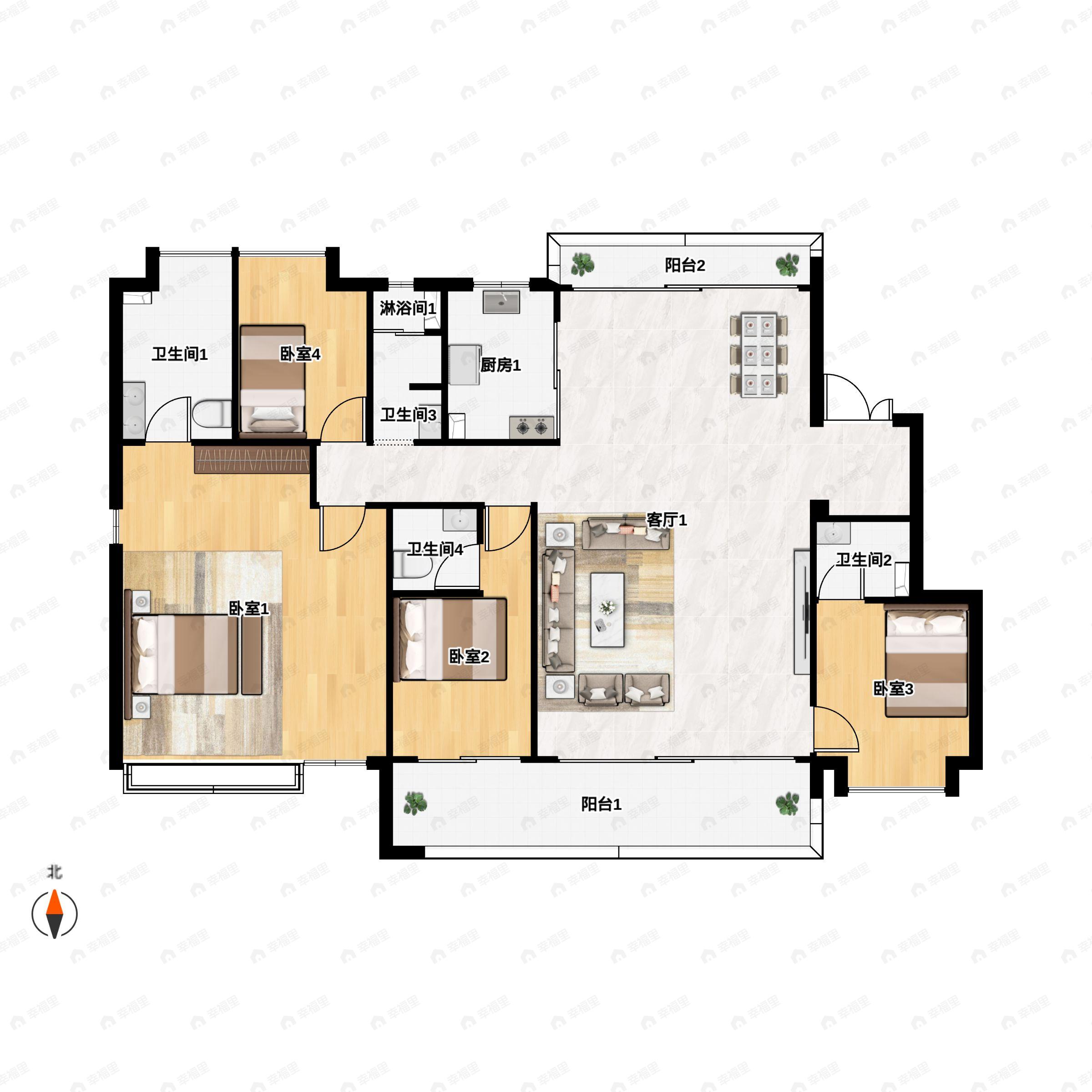 建发缦云4室2厅4卫户型图