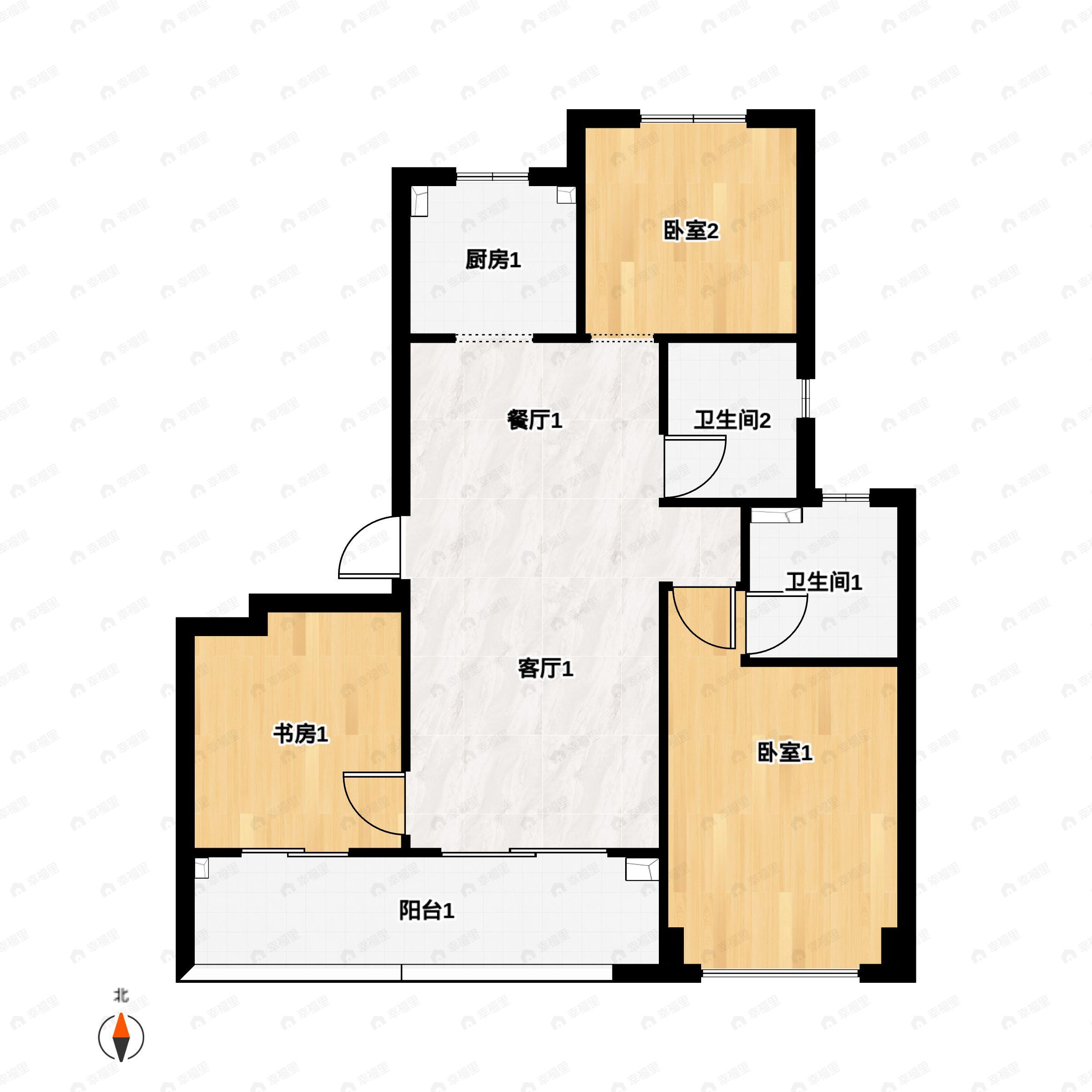 3室2厅2卫建面115平户型图