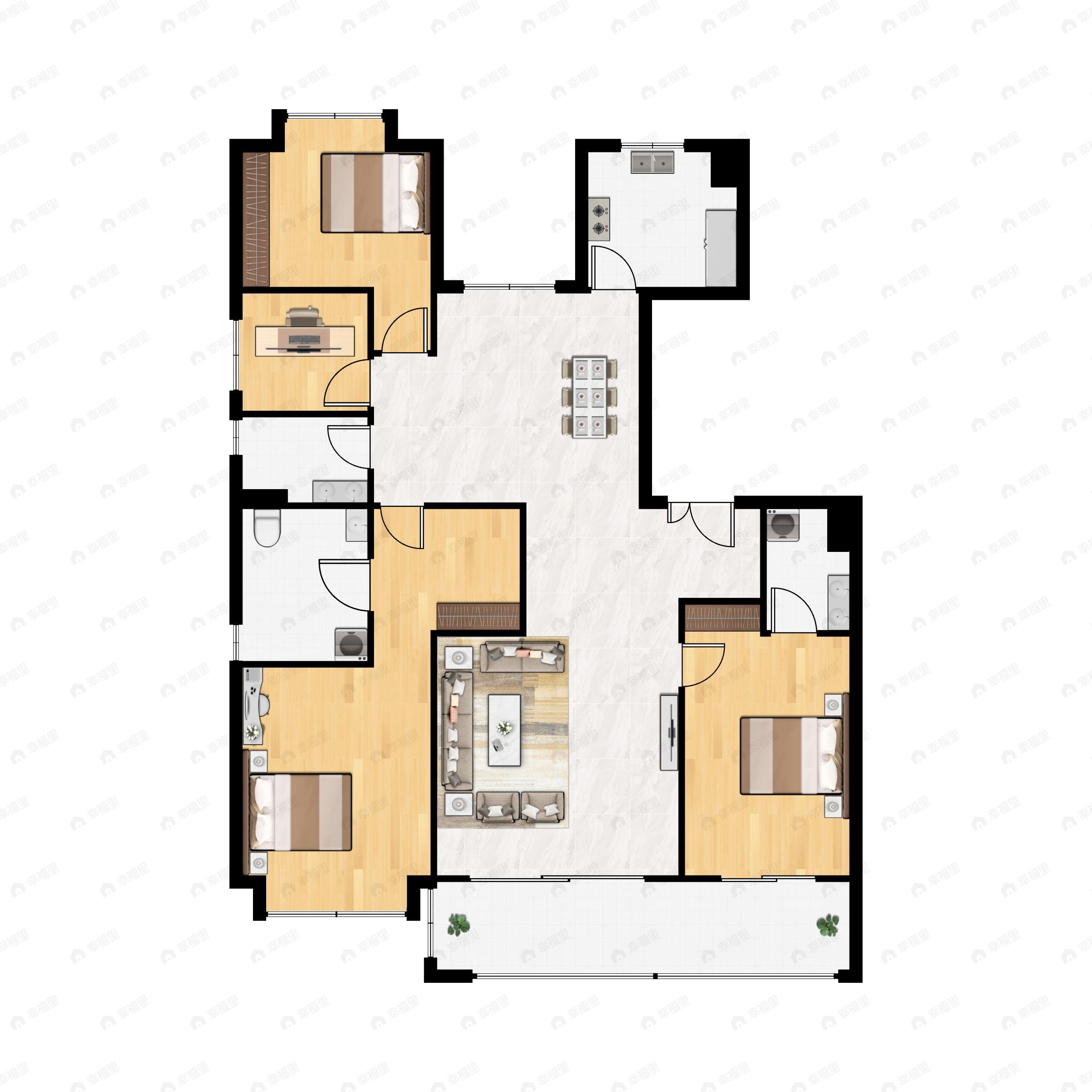 4室2厅3卫建面189平南户型图