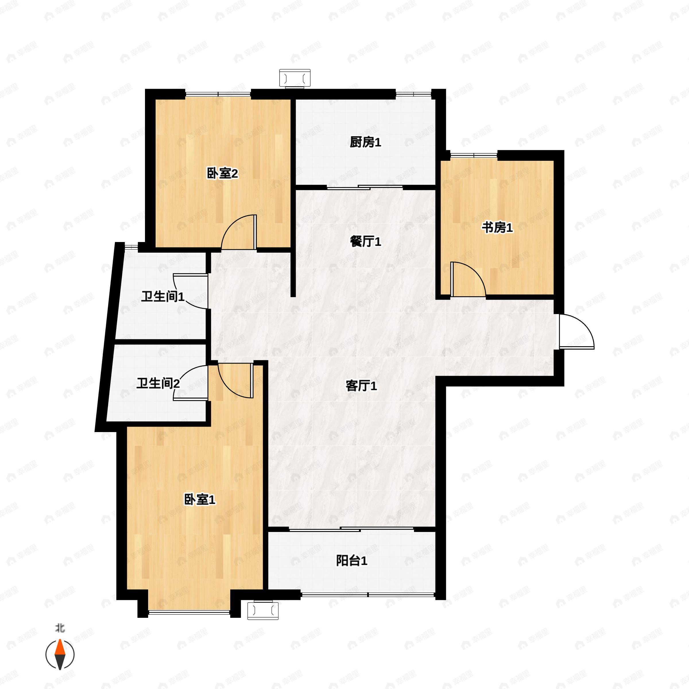 3室2厅2卫建面139平户型图