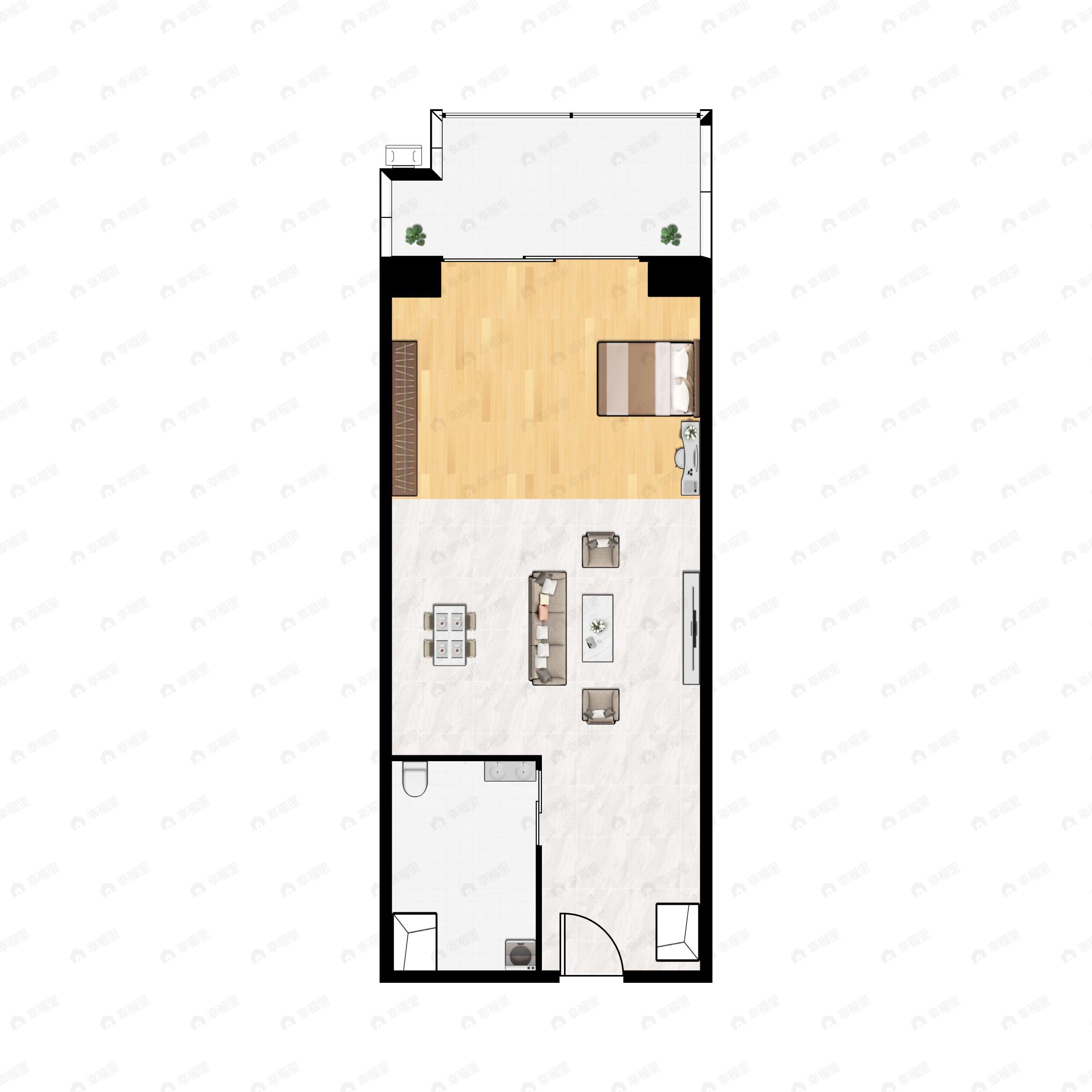 1室1厅1卫建面61平户型图