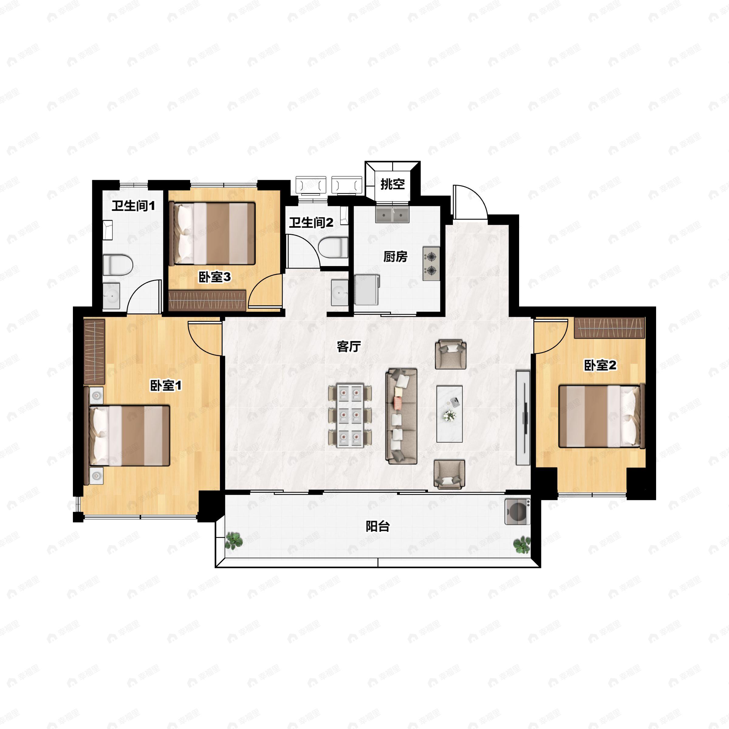 4室2厅2卫建面143平户型图