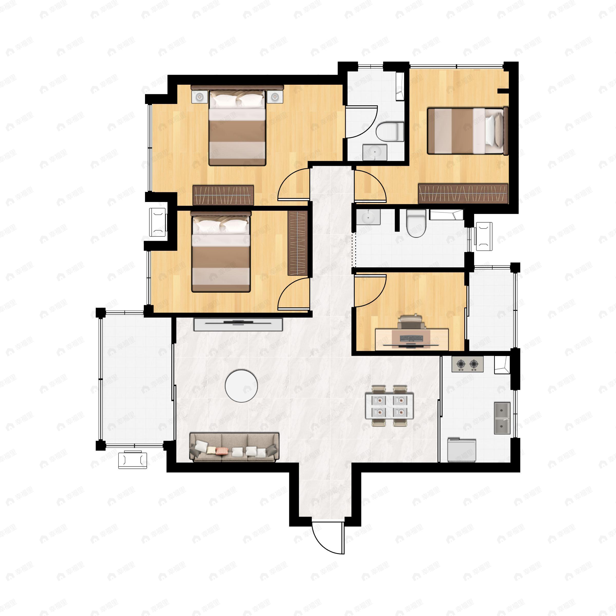 4室2厅2卫建面129平户型图