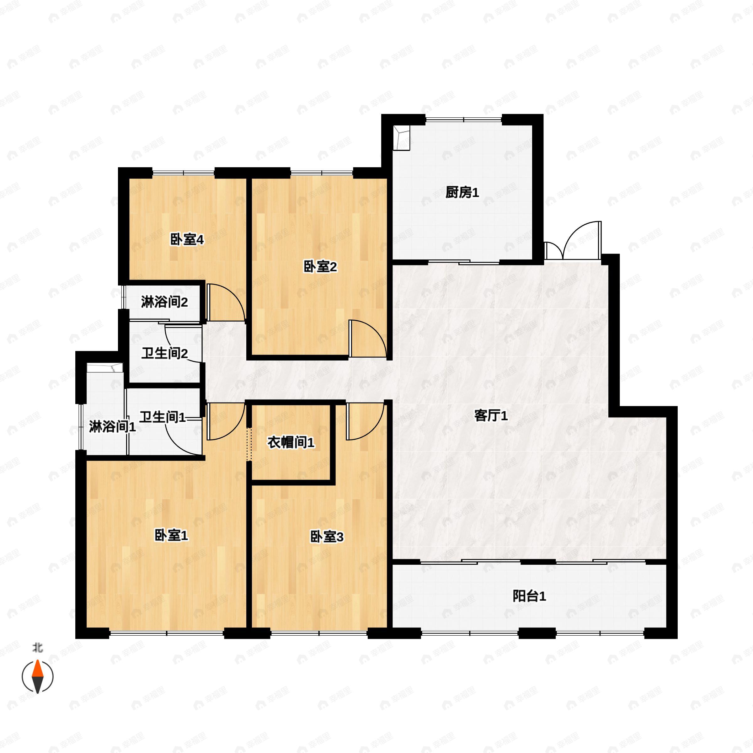 4室2厅2卫建面139平户型图