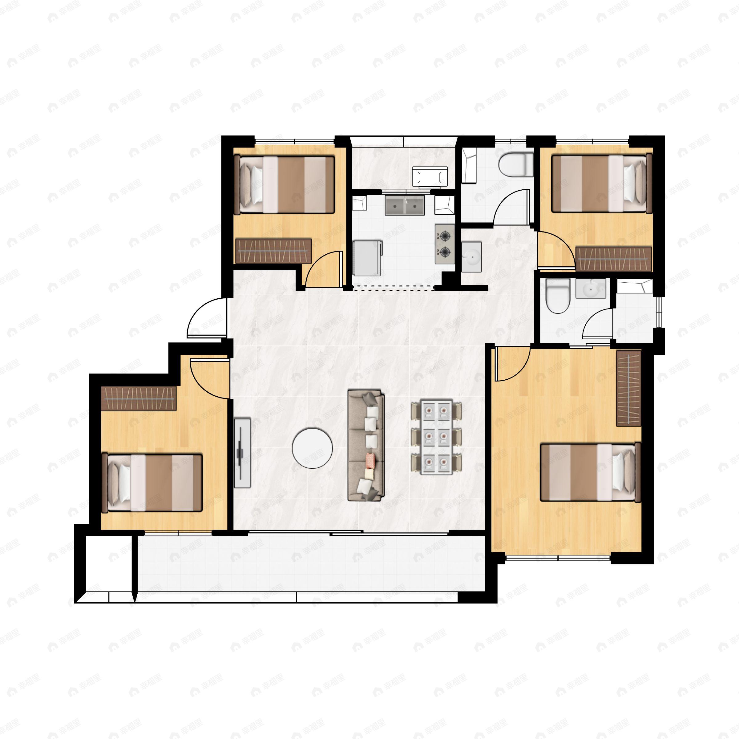 4室2厅2卫建面115平户型图