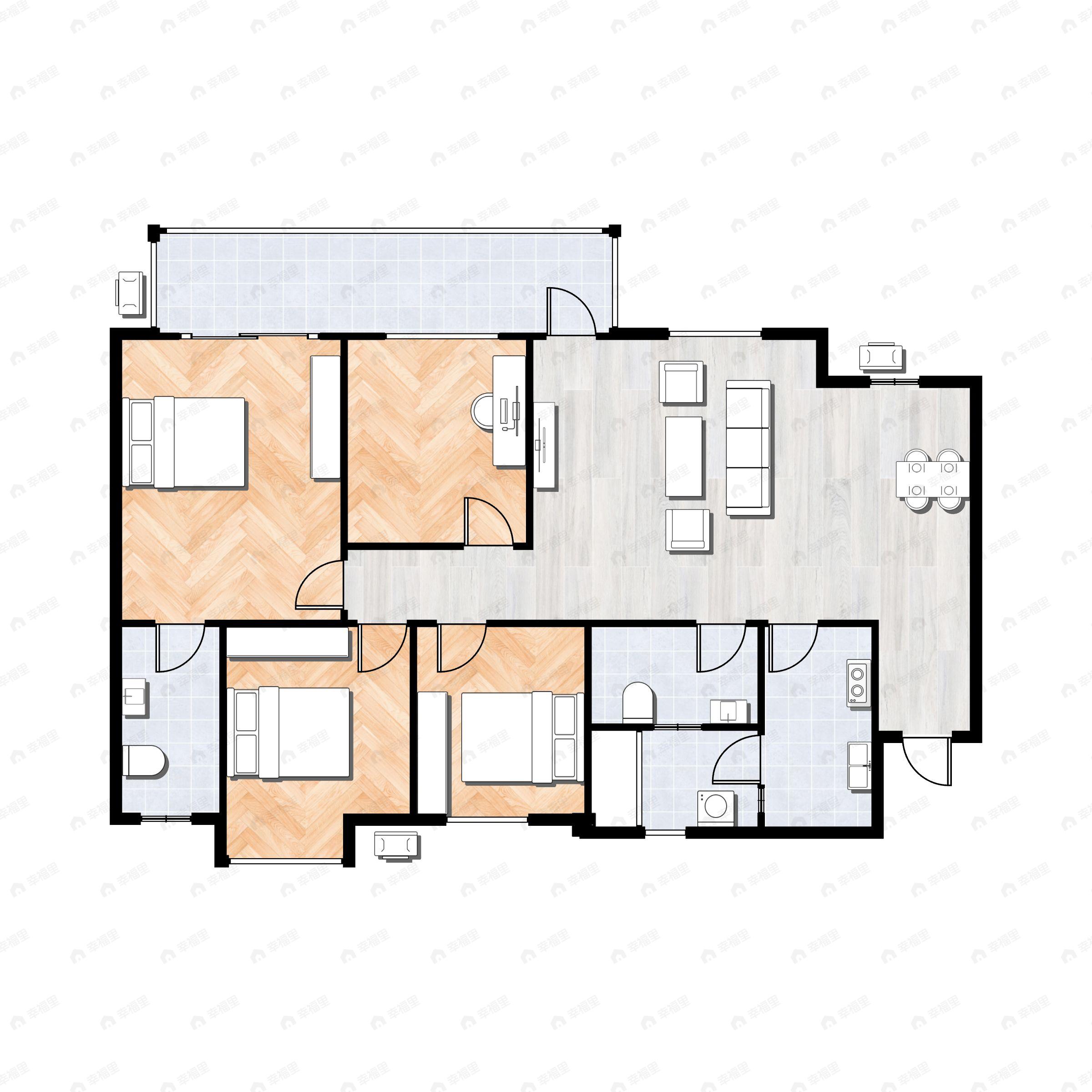 4室2厅2卫建面122平户型图