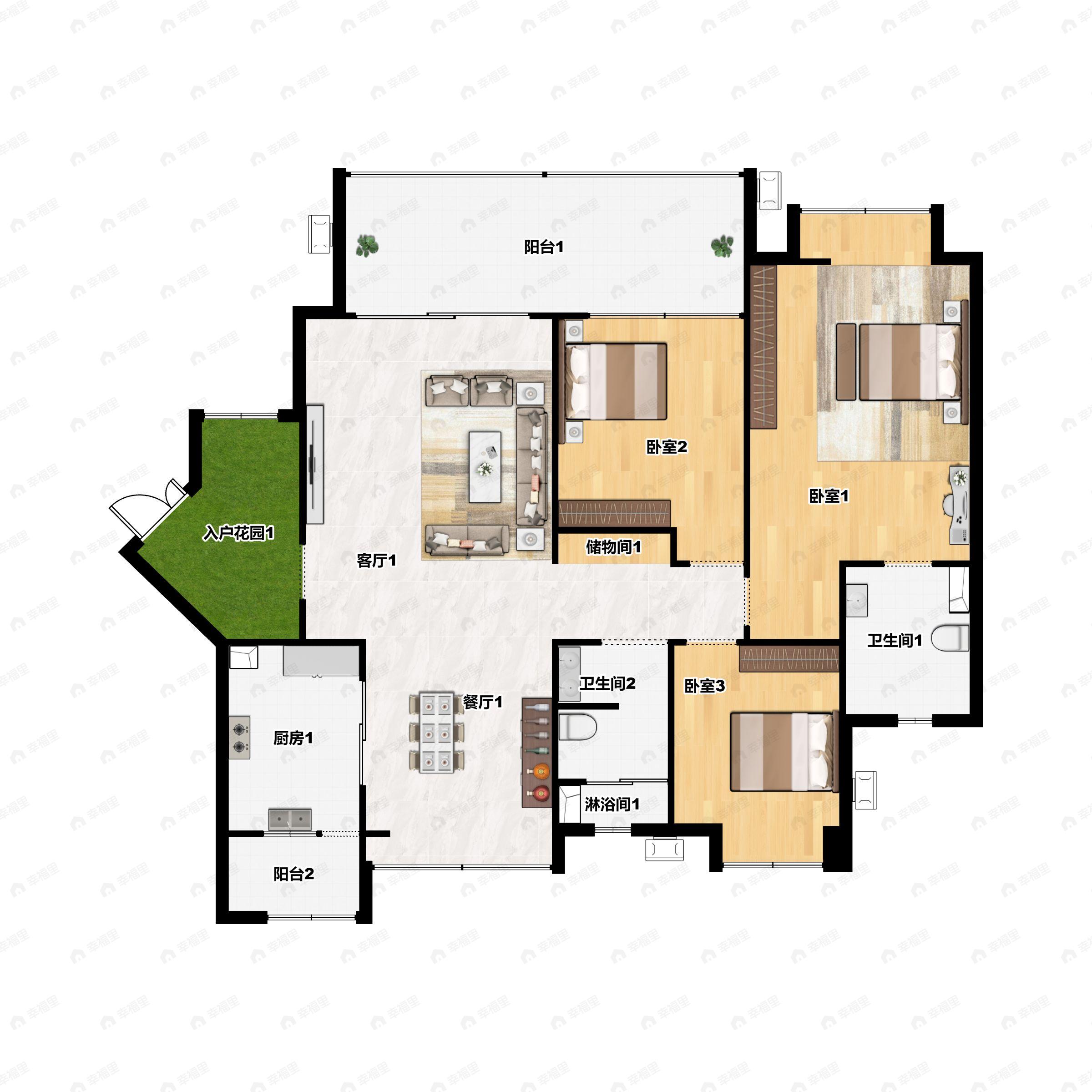 新鸿基悦城3室2厅2卫户型图