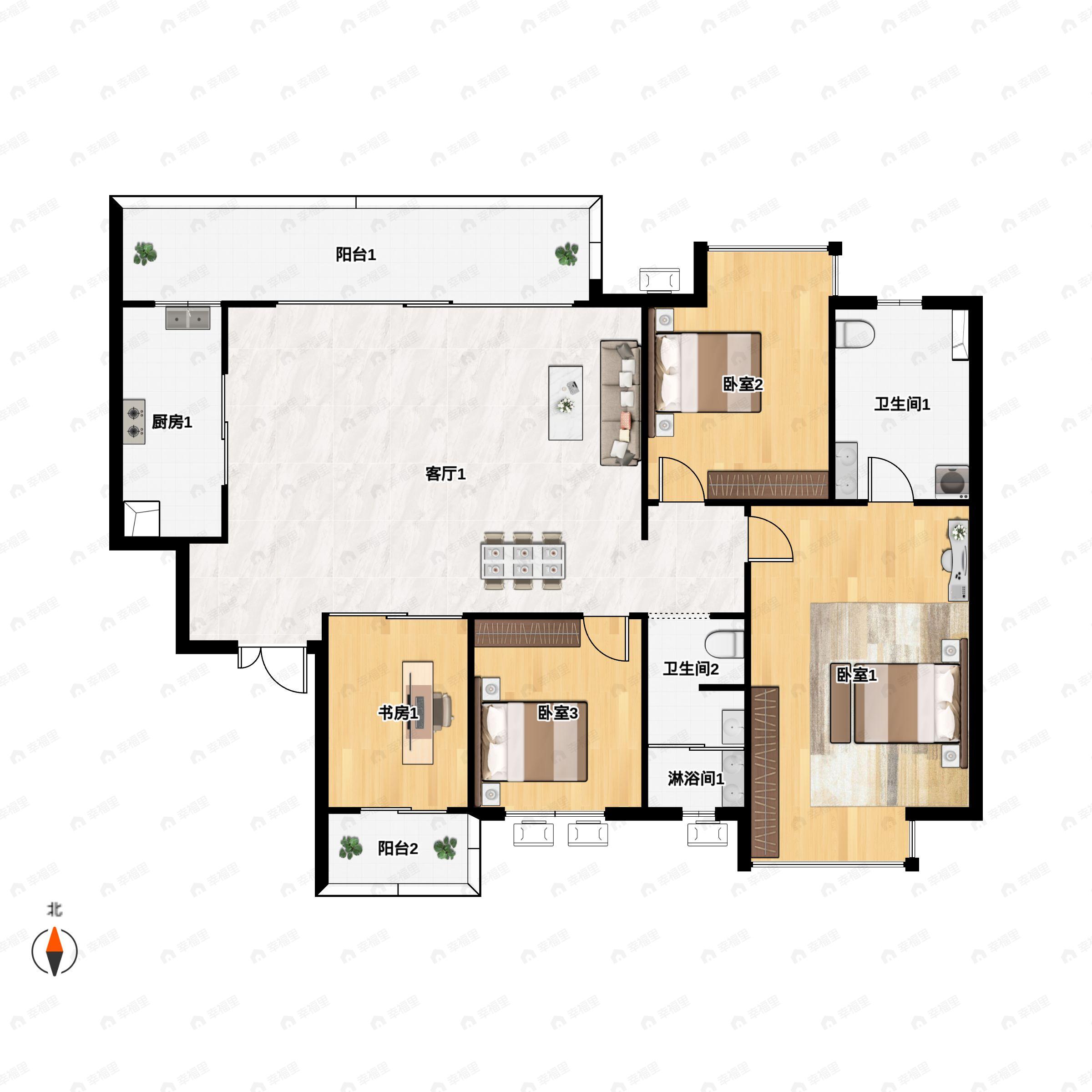 4室2厅2卫建面176平户型图