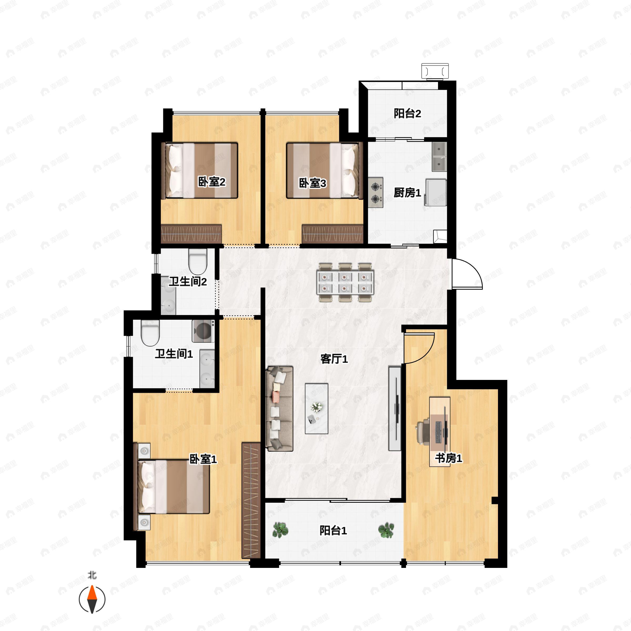 北辰香麓4室2厅2卫户型图