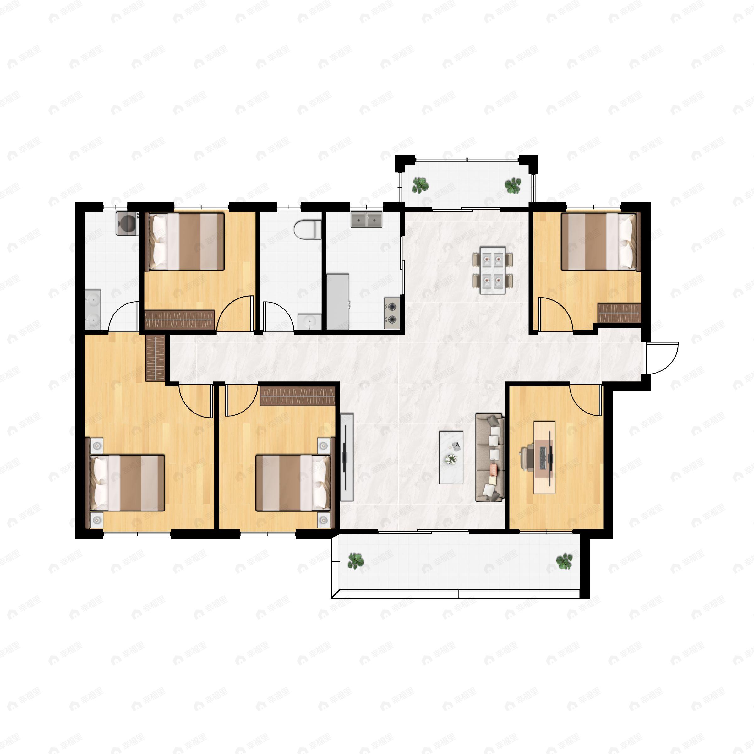 5室2厅2卫建面162平南户型图