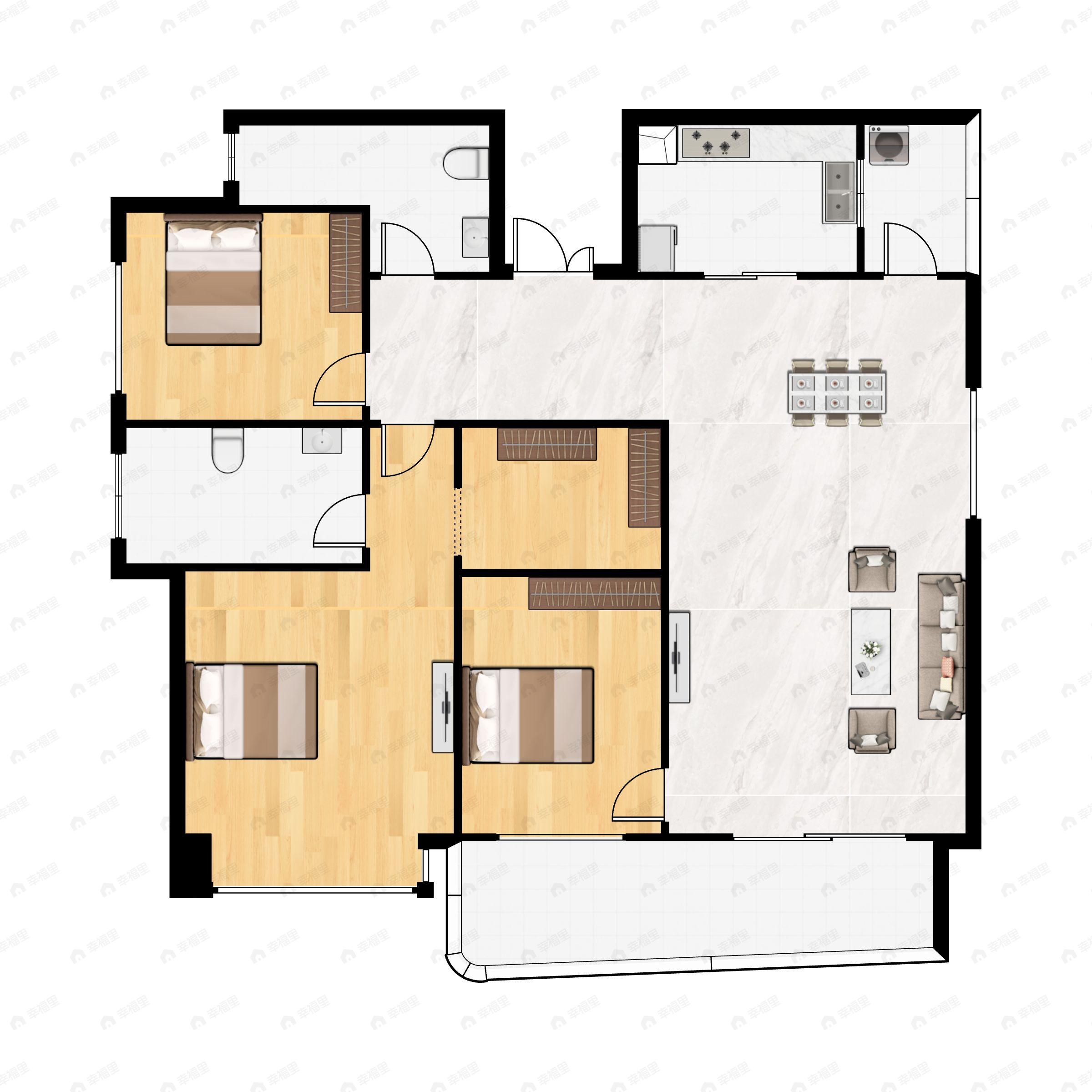 3室2厅2卫建面140平户型图