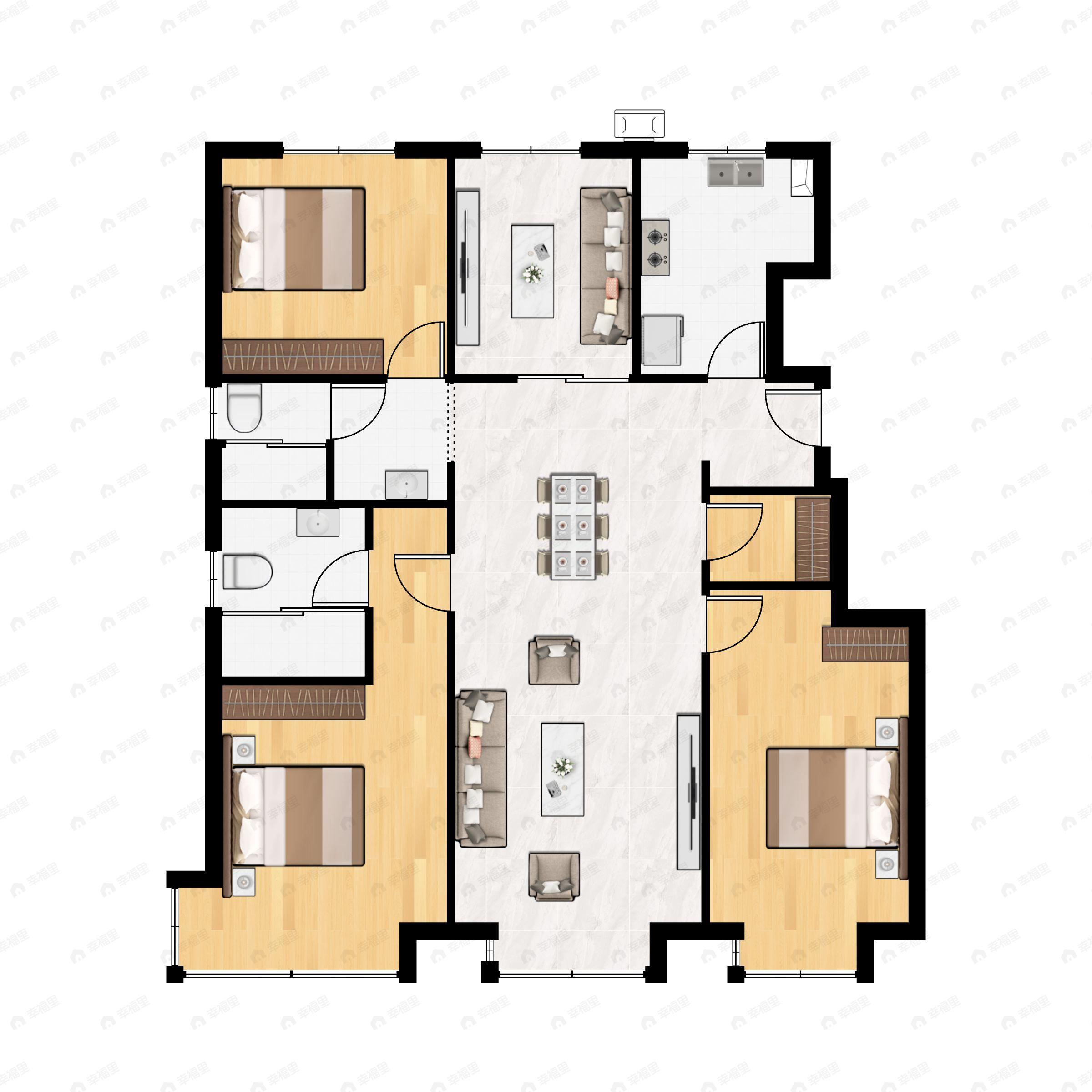 4室2厅2卫建面130平户型图