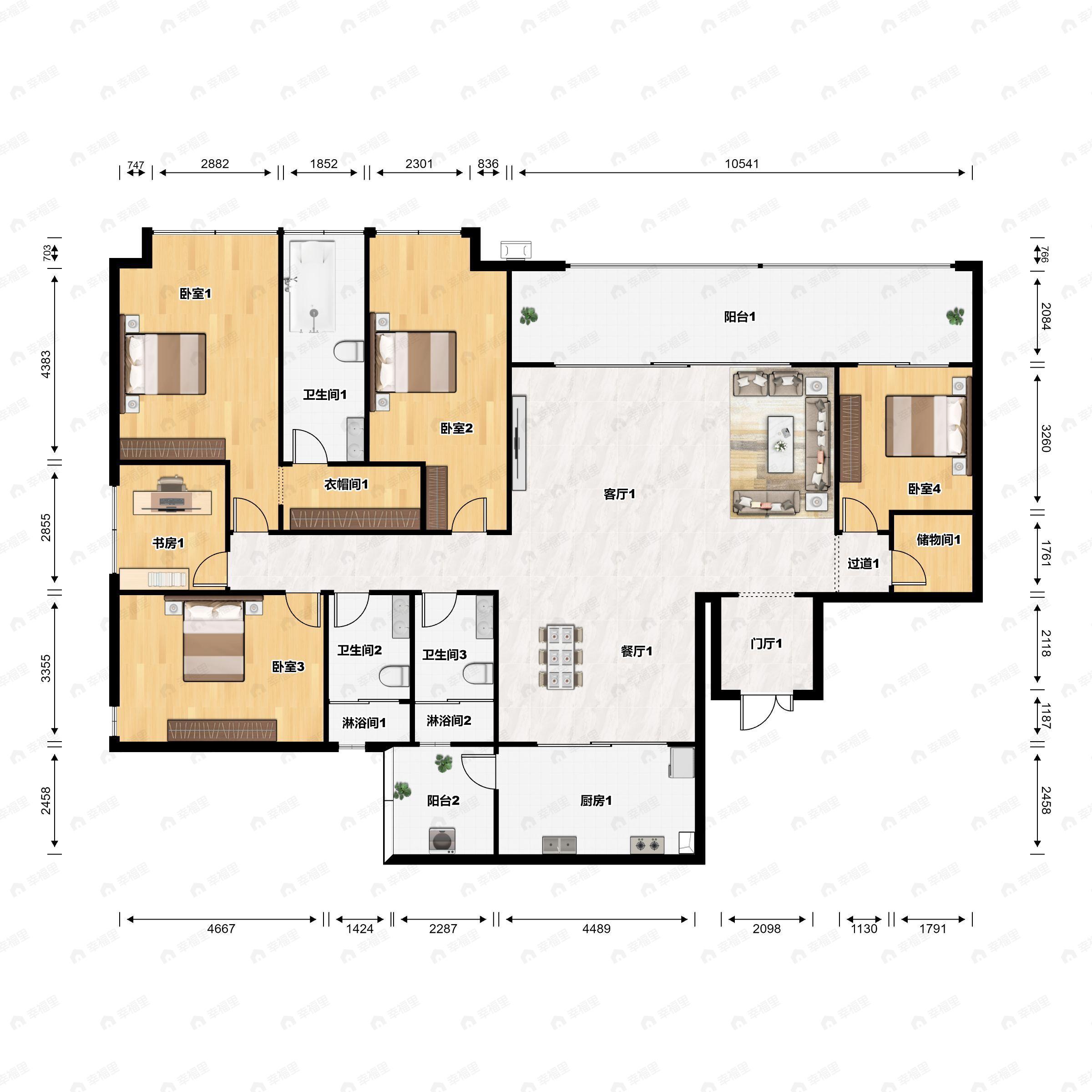 5室2厅3卫建面265平户型图