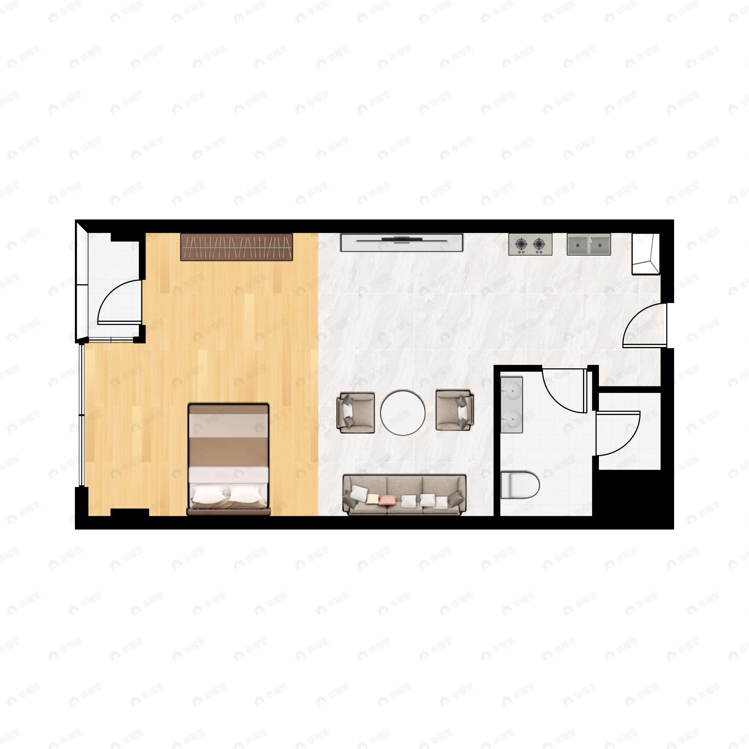 1室1厅1卫建面43平户型图