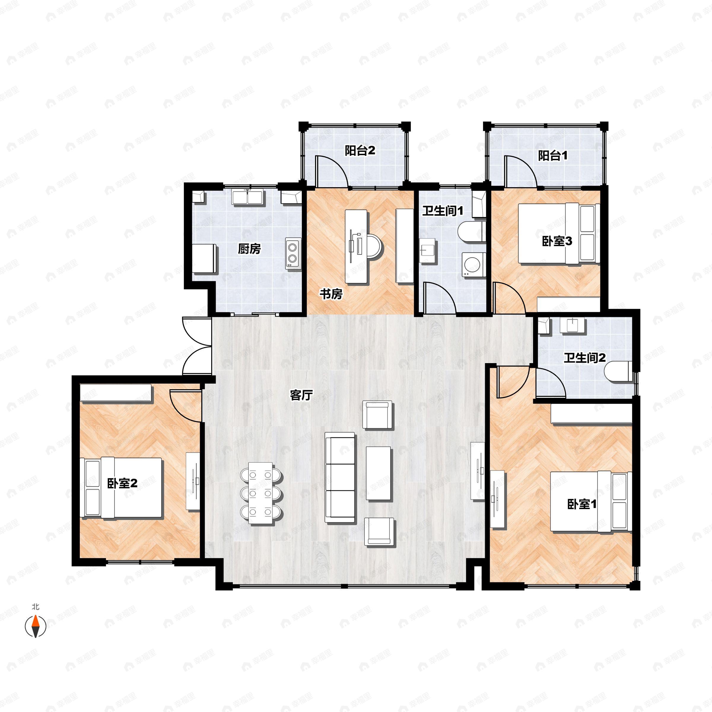 4室2厅2卫建面145平户型图