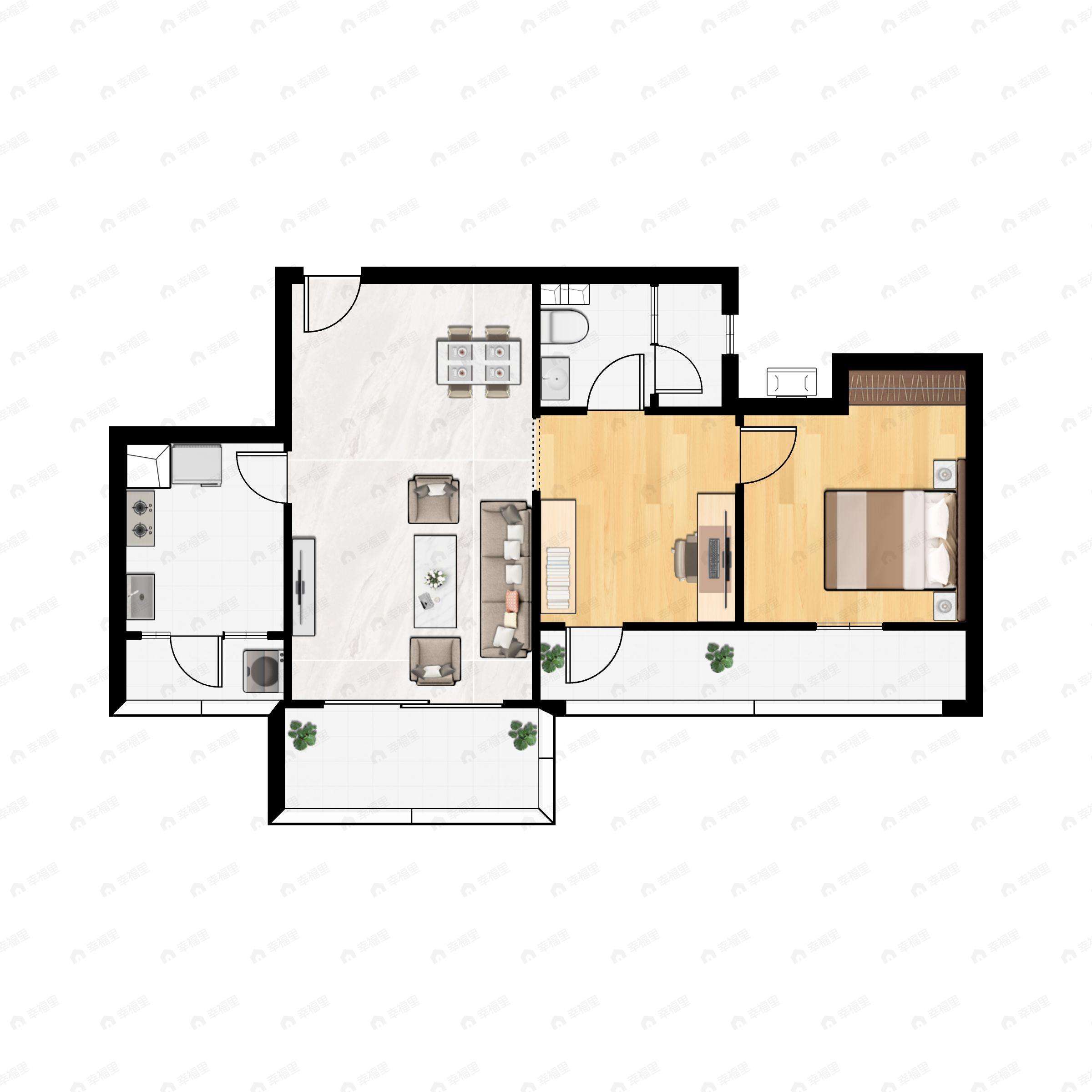 2室2厅1卫建面81平户型图