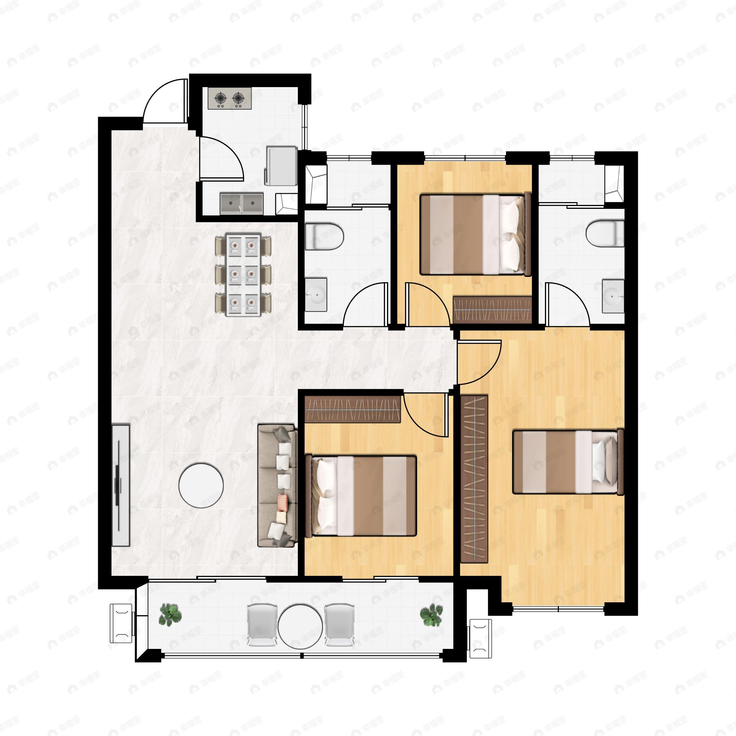 南召建业城3室2厅2卫户型图