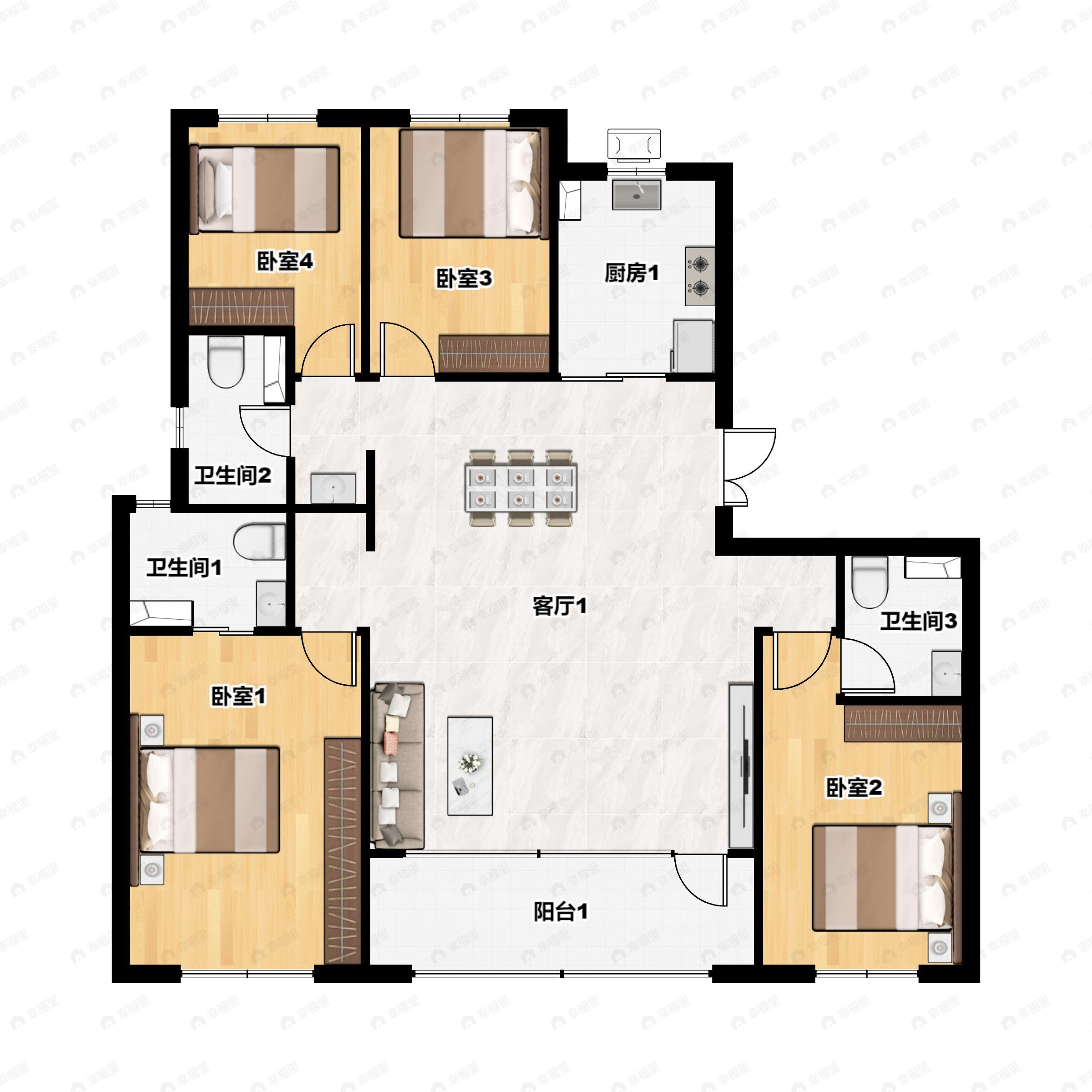 建发·南泊湾4室2厅3卫户型图
