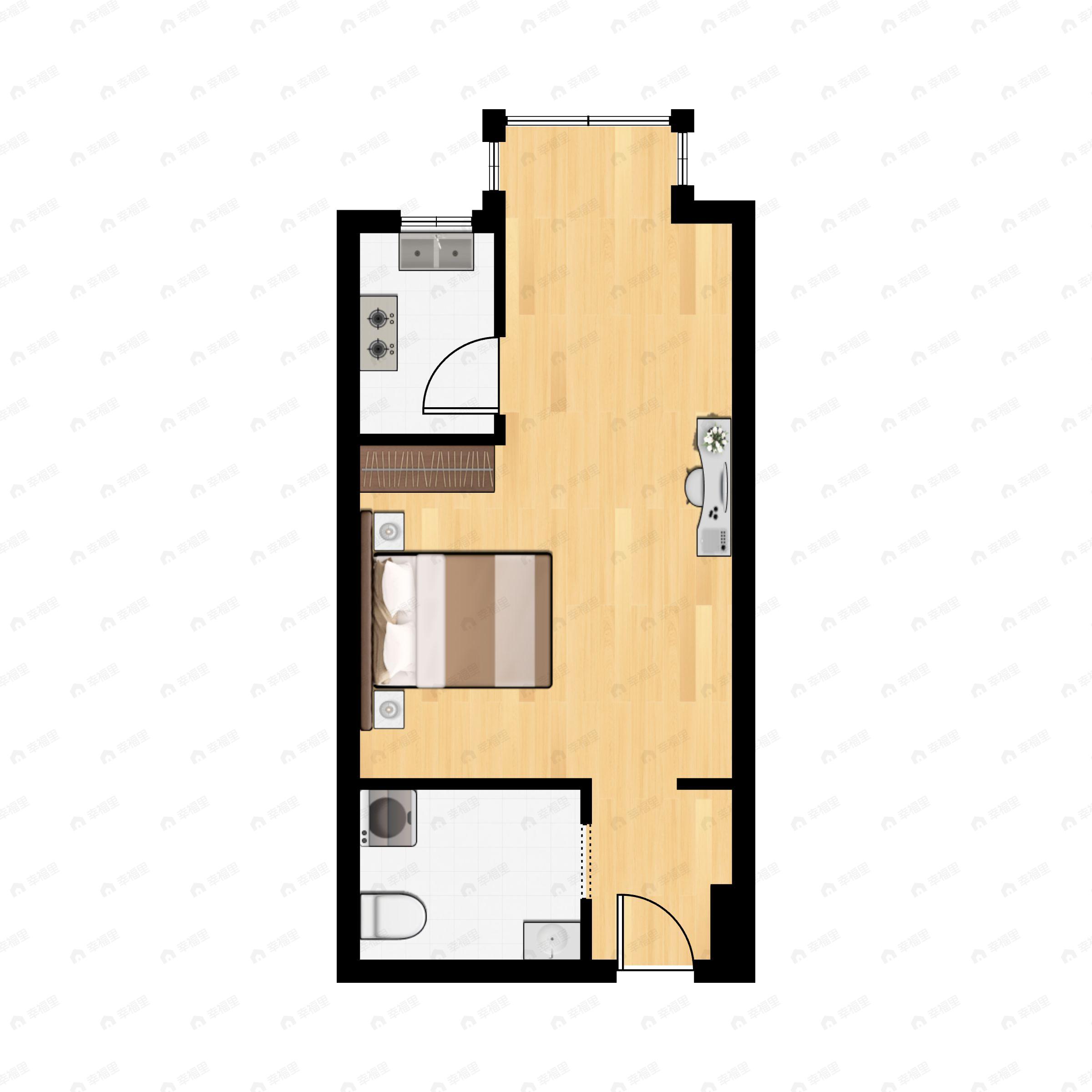 1室1厅1卫建面45平户型图