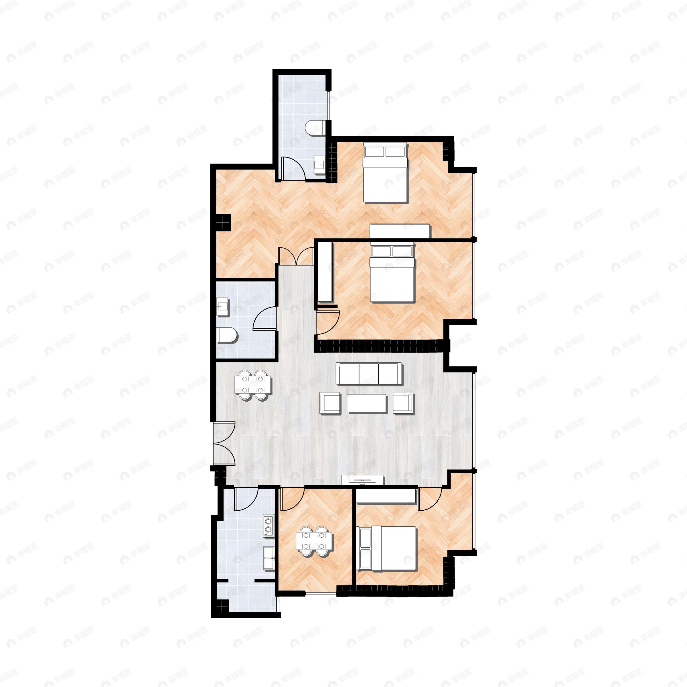 4室2厅2卫建面162平南户型图