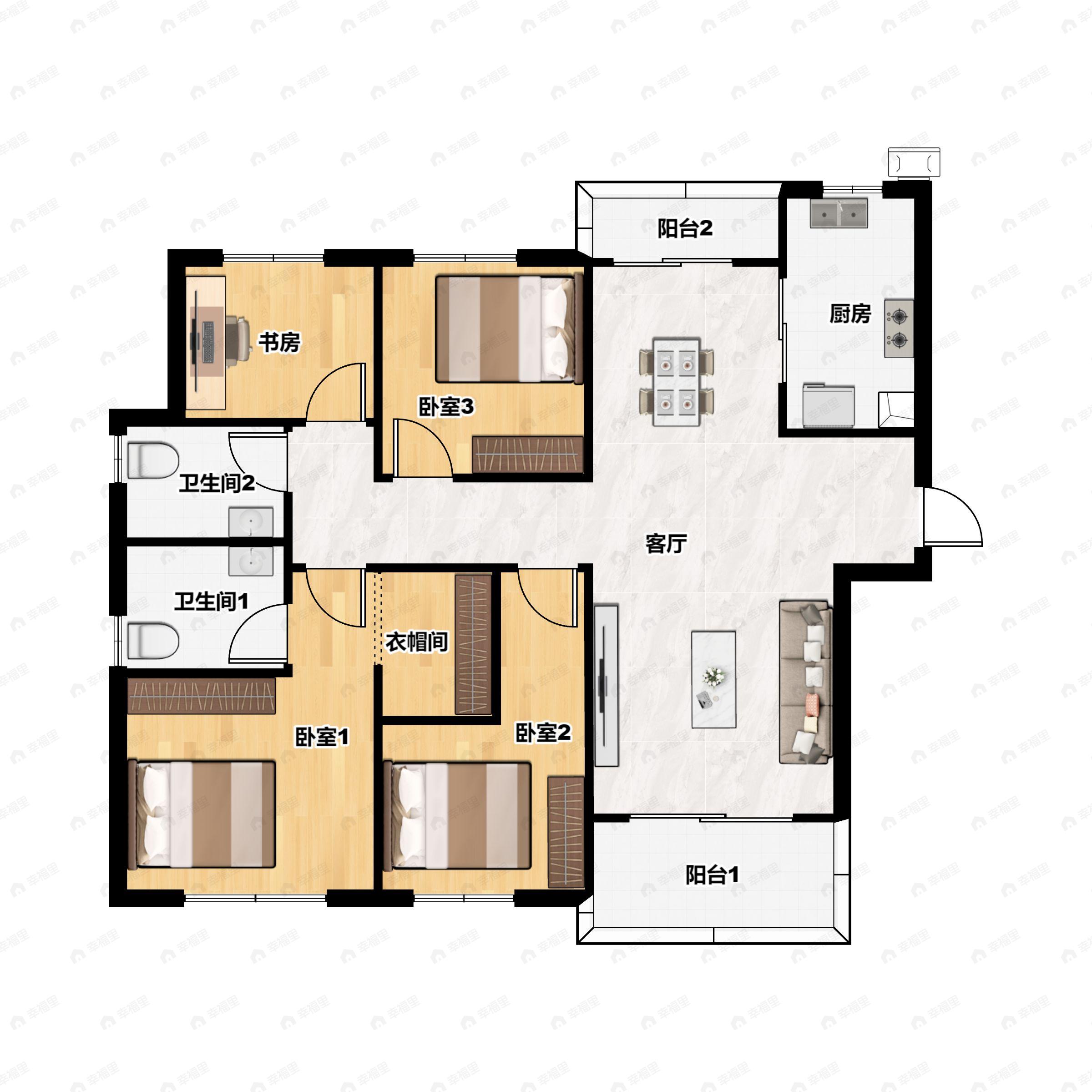 4室2厅2卫建面141平户型图