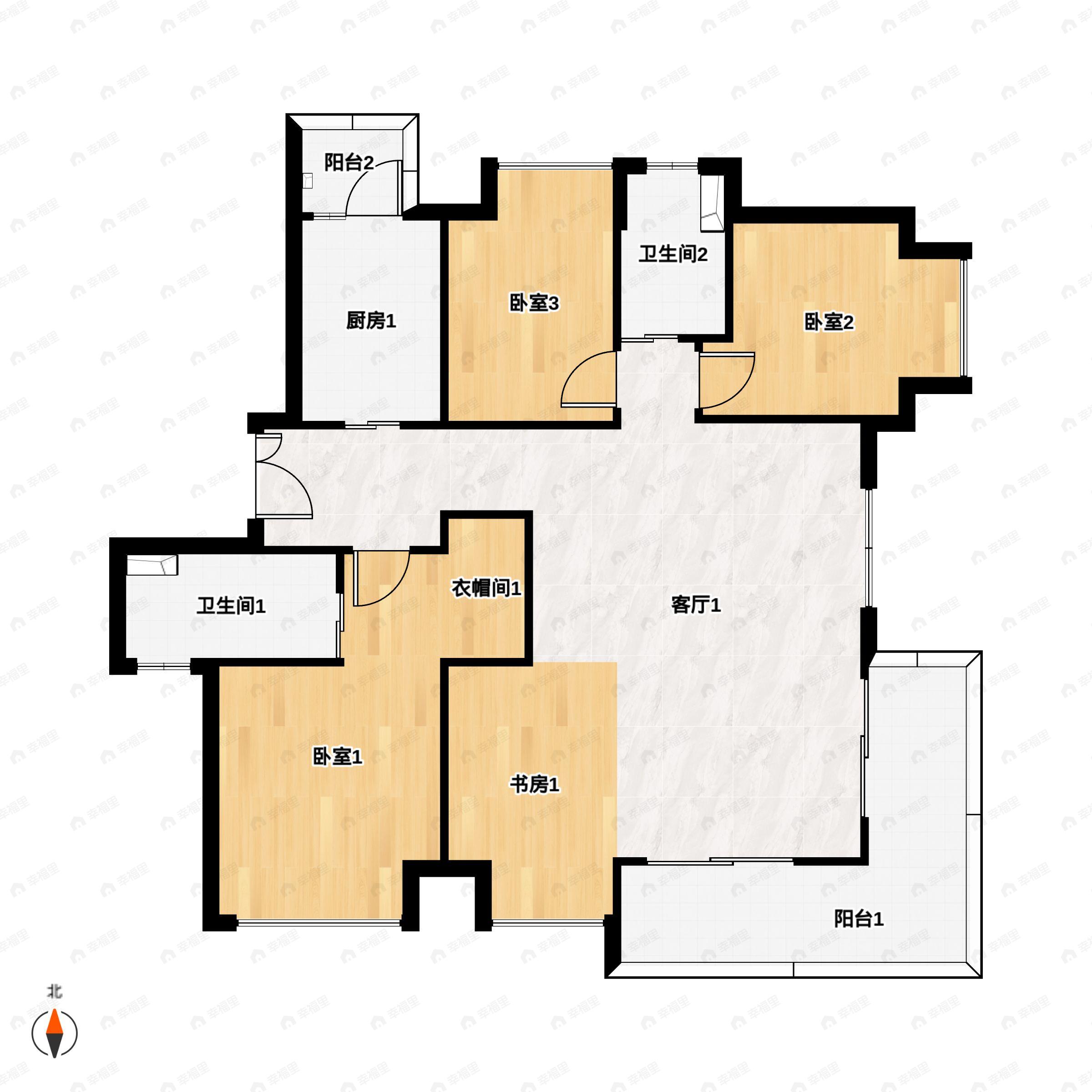 富康城紫悦府3室2厅2卫户型图