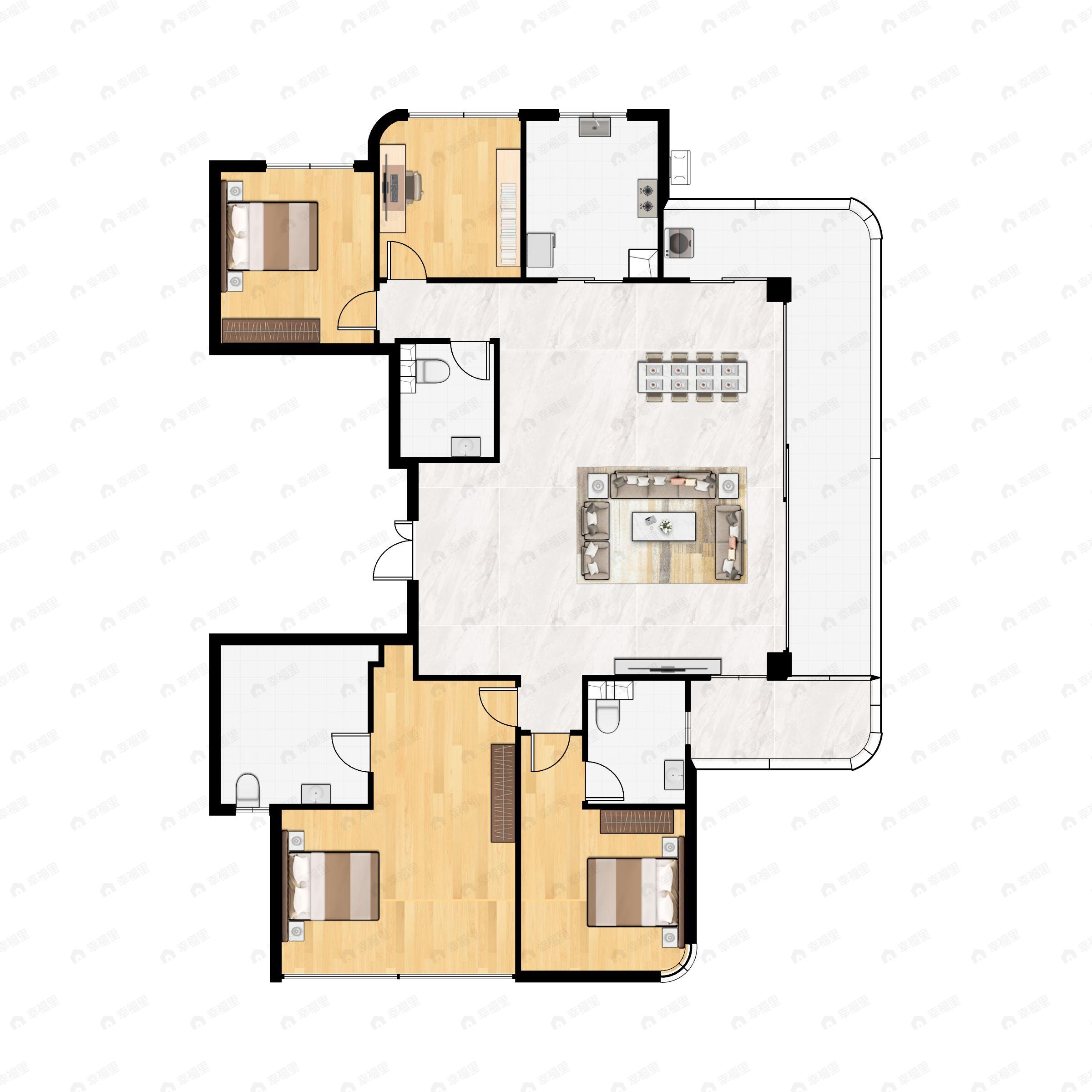 4室2厅3卫建面189平户型图