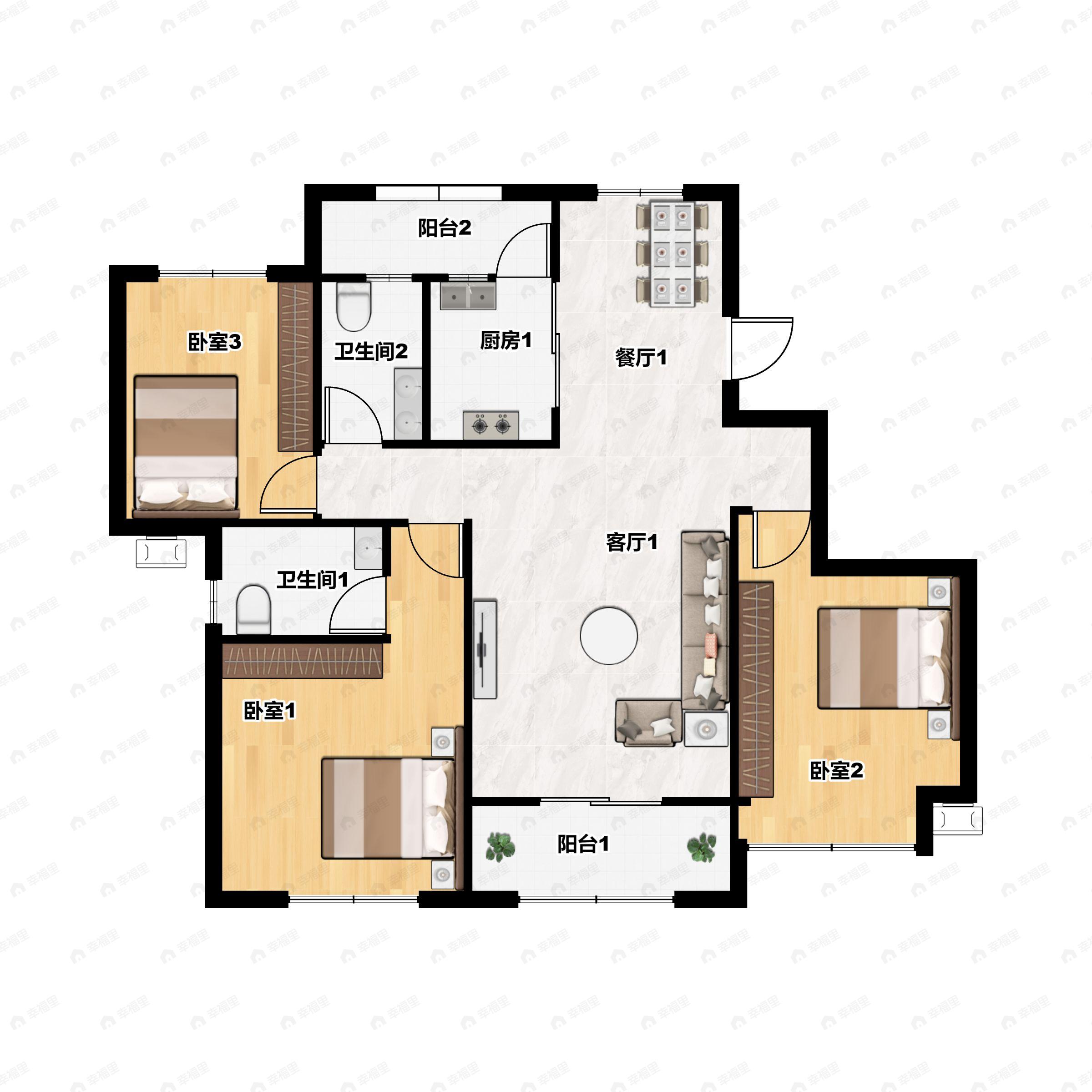 3室2厅2卫建面125平undefined户型图