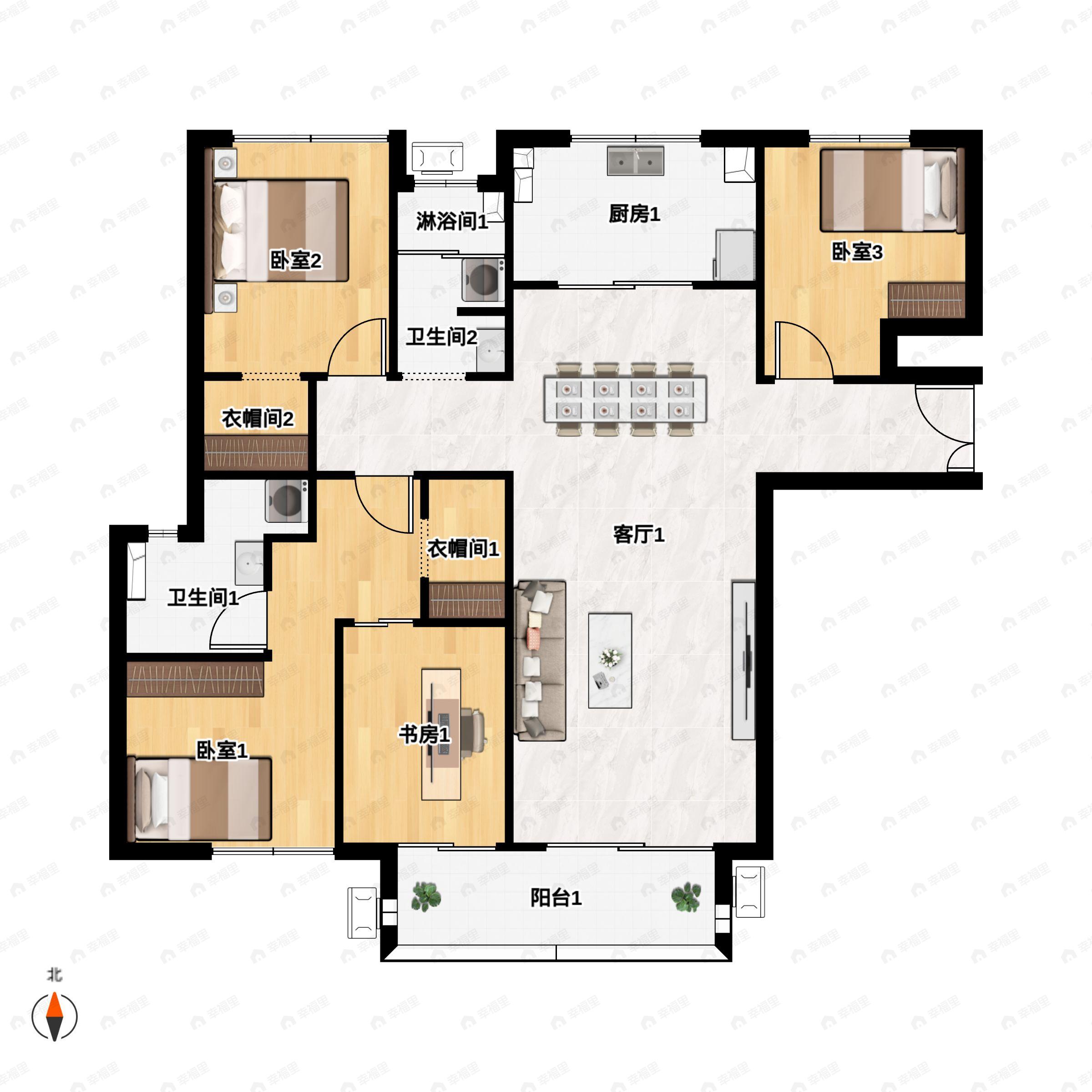老三届悦湖4室2厅2卫户型图