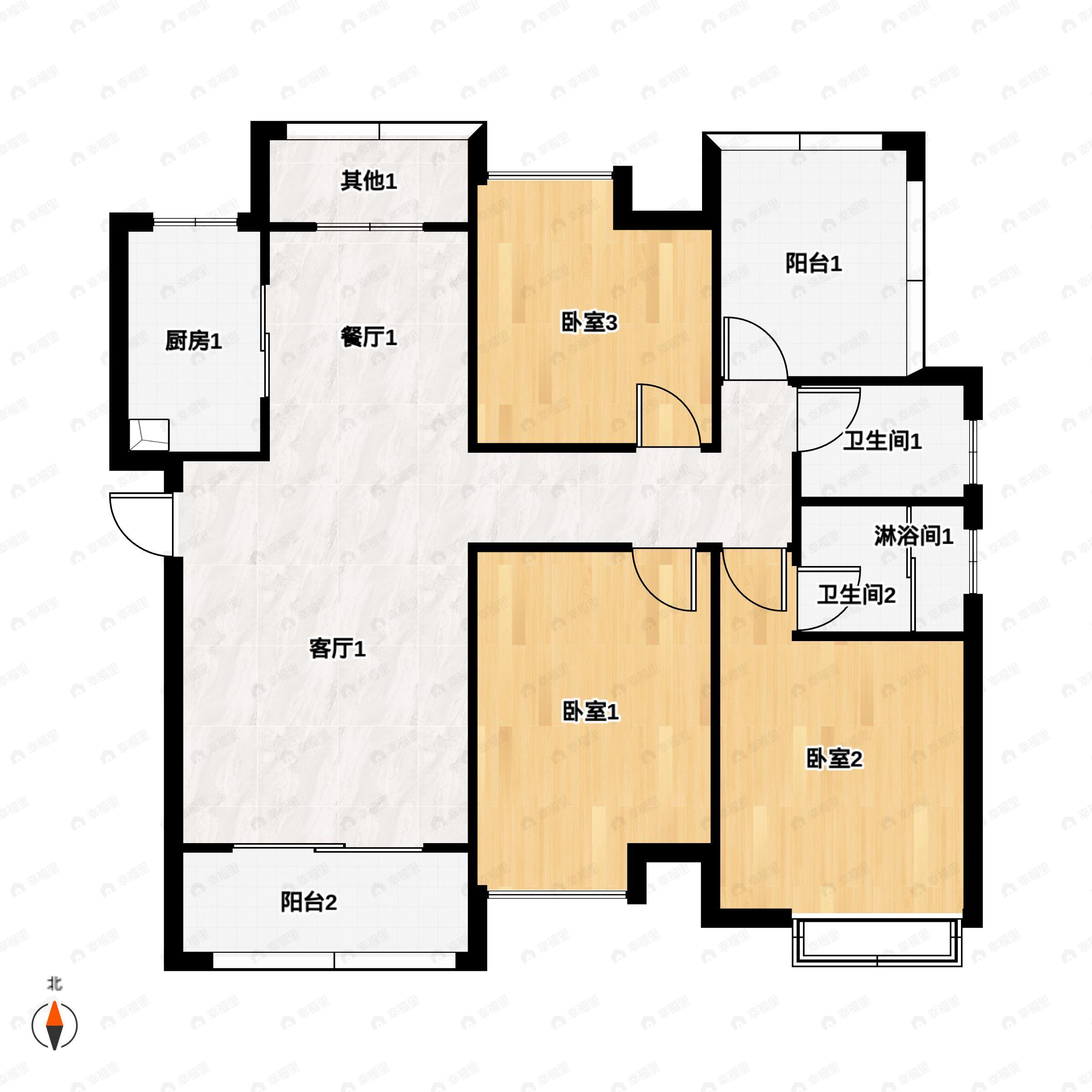 4室2厅2卫建面131平户型图