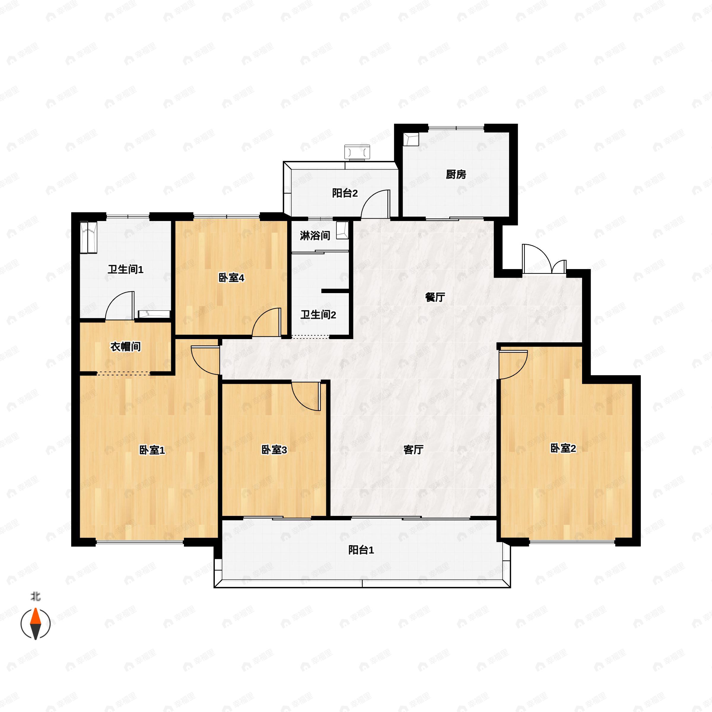 4室2厅2卫建面165平户型图