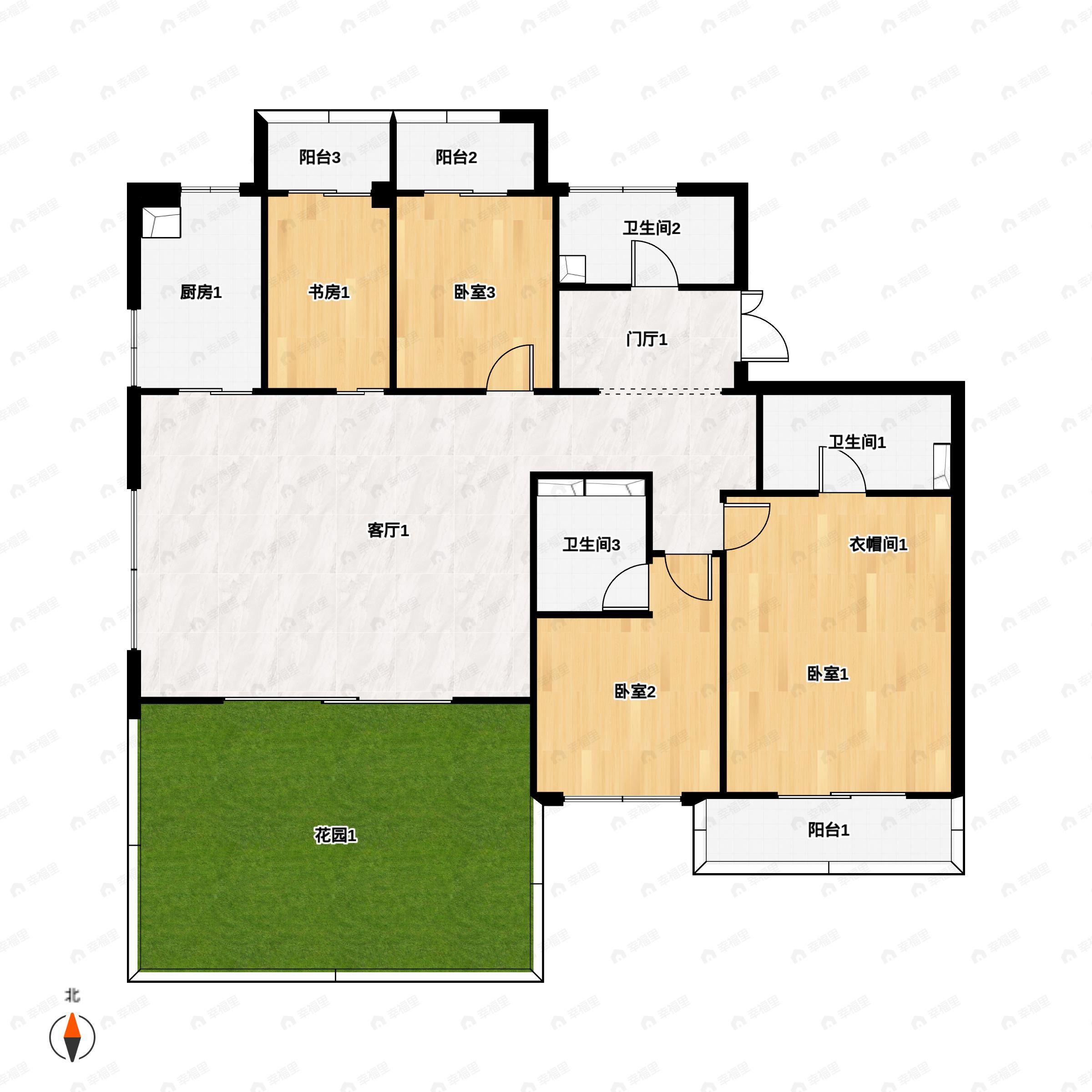 信联天地4室2厅3卫户型图