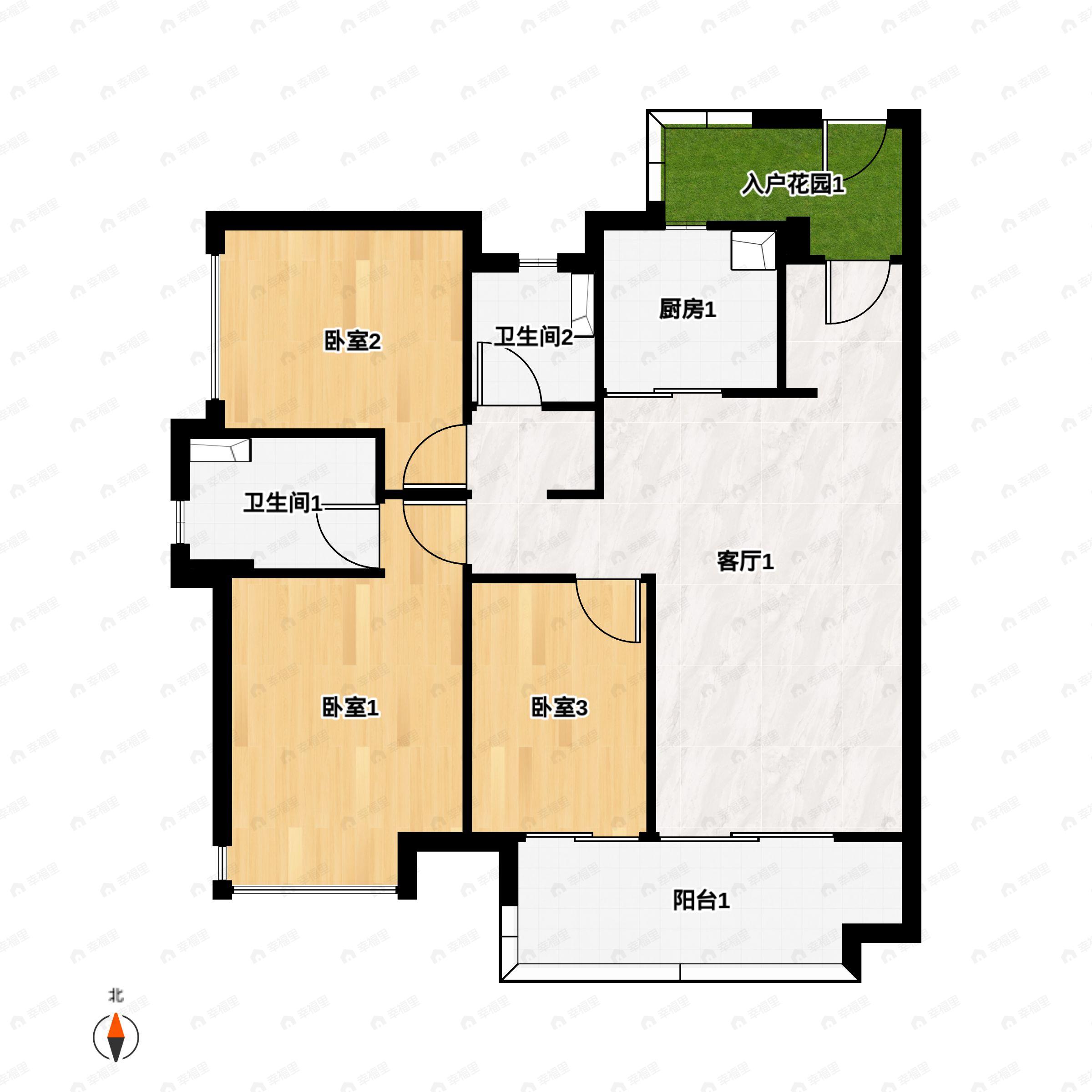 3室2厅2卫建面113平户型图