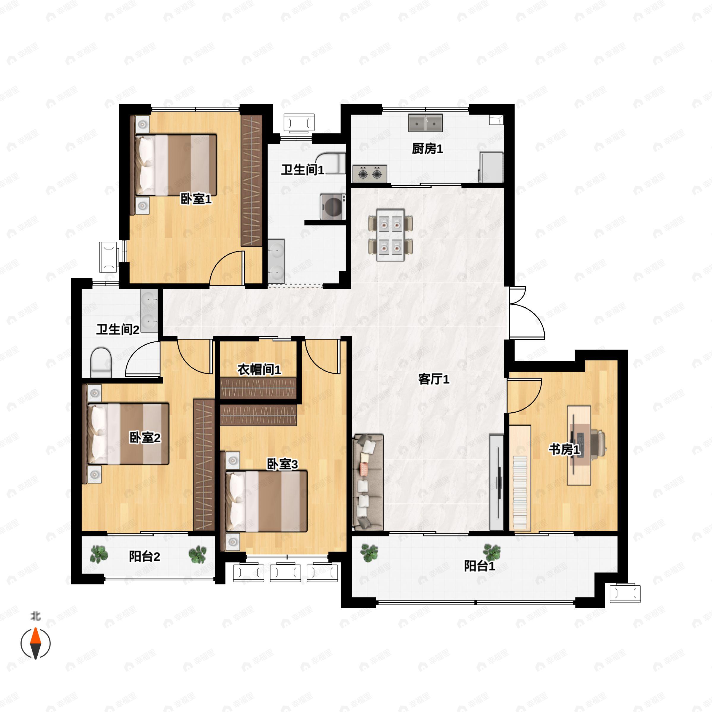 金银岛碧华丽山庄4室2厅2卫户型图