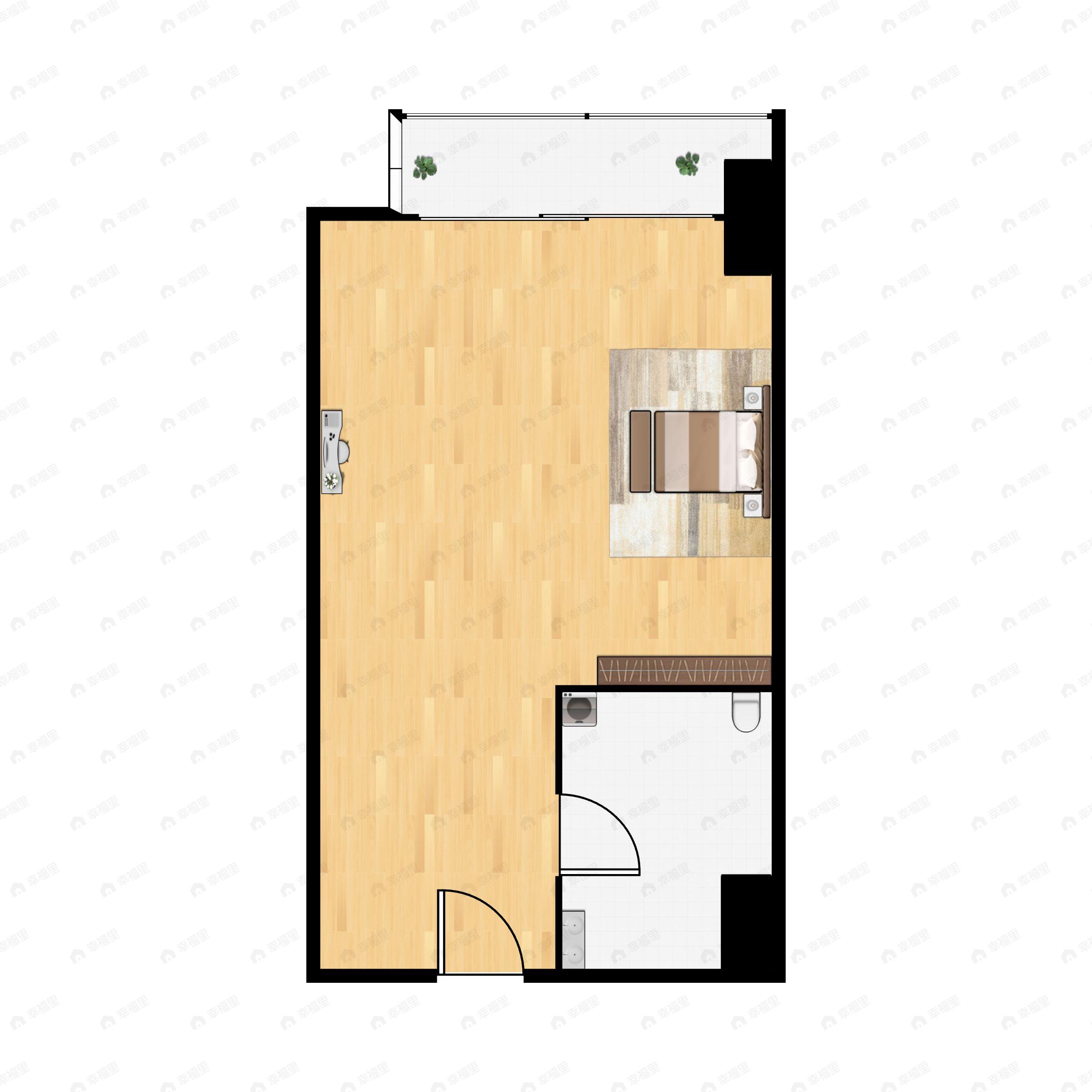 1室1厅建面46m²北户型图