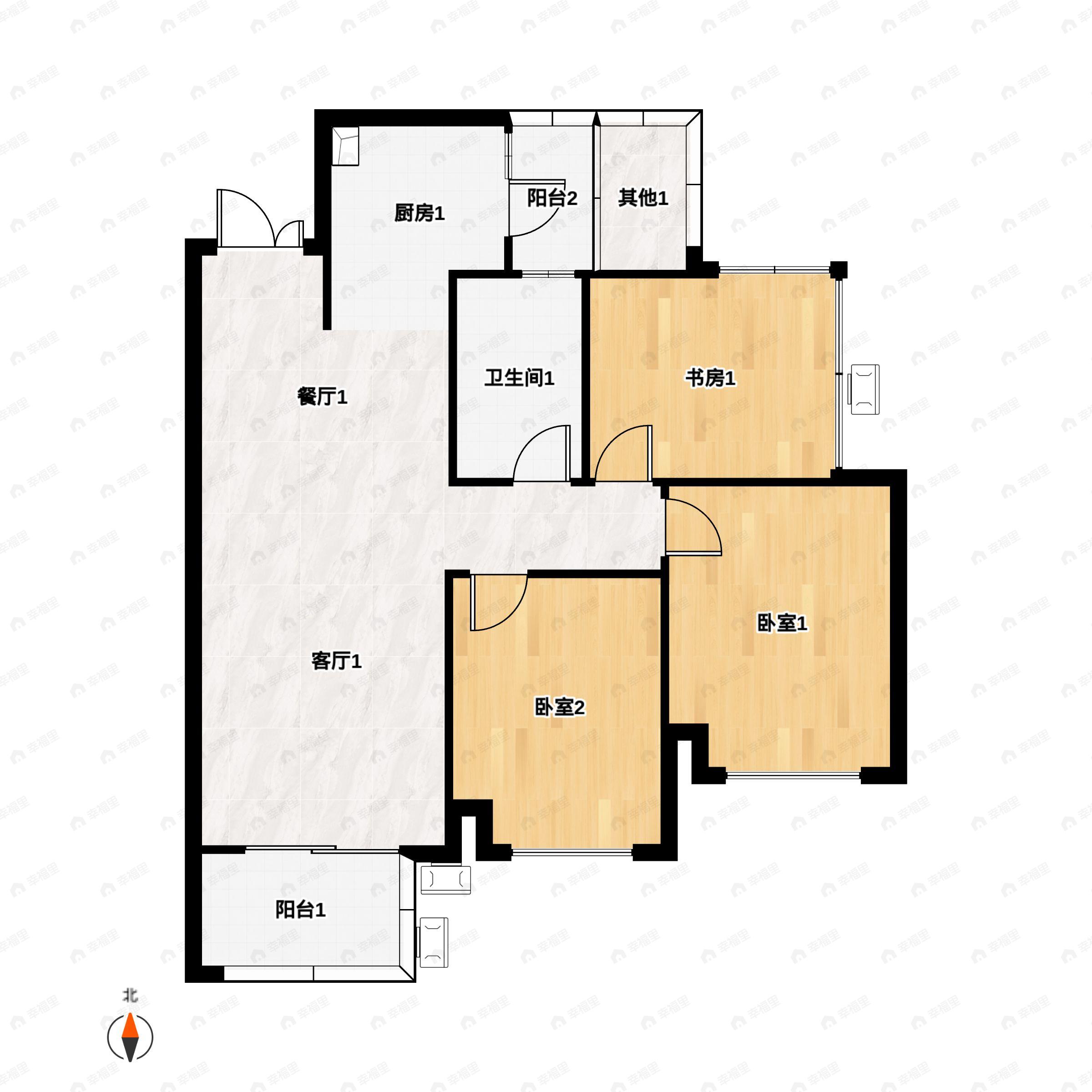 3室2厅1卫建面86平户型图