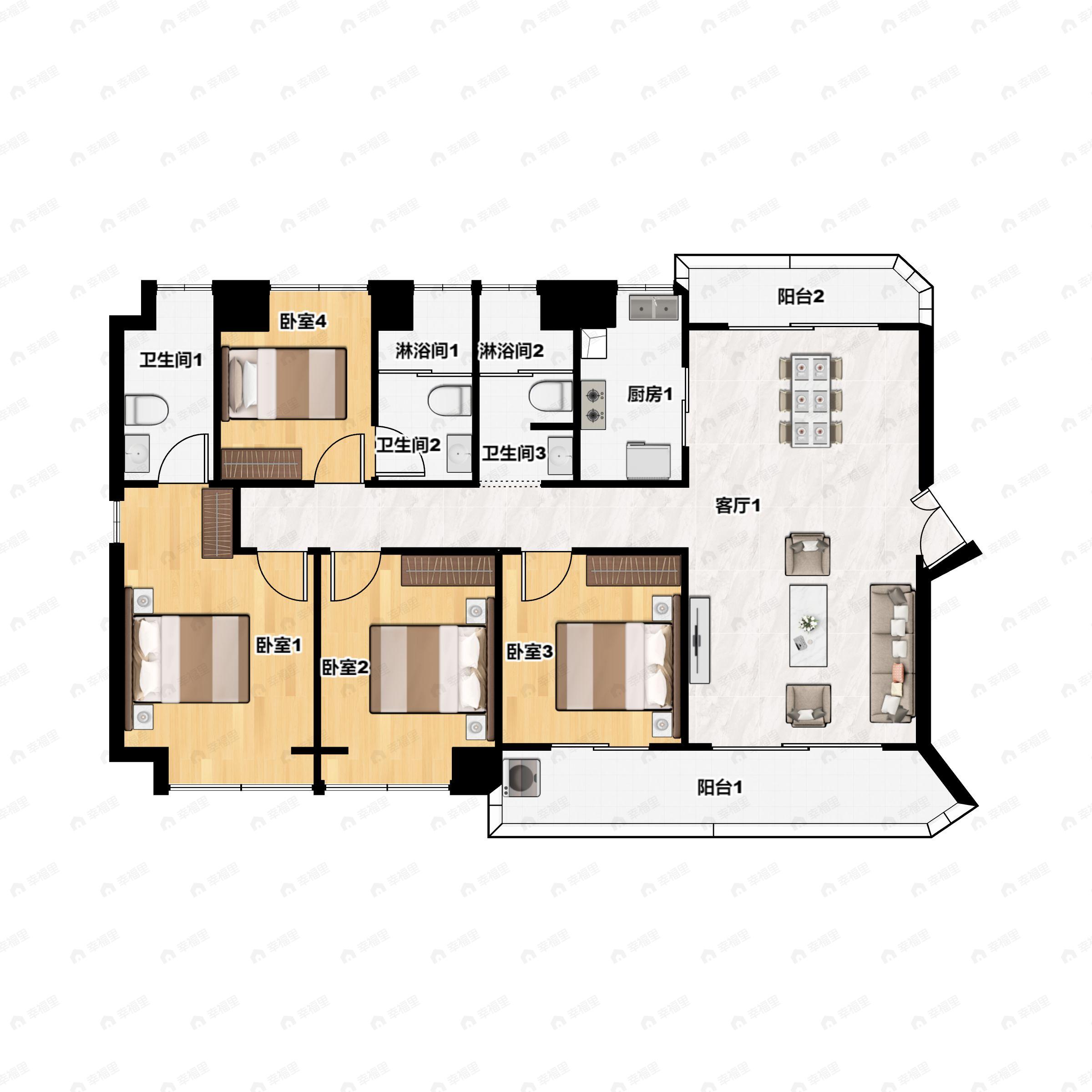融城昆明湖4室2厅3卫户型图