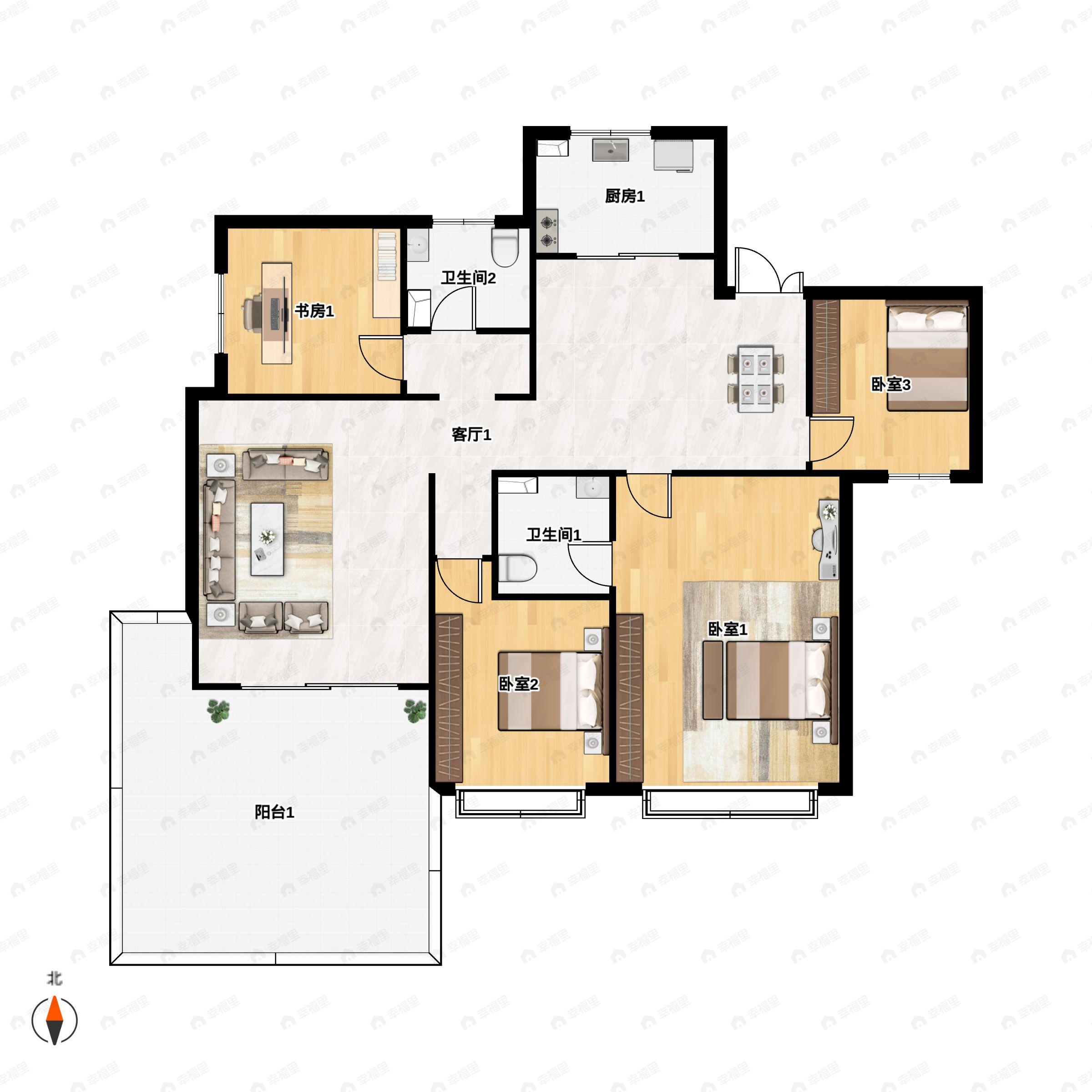 城乡居壹号苑4室2厅2卫户型图