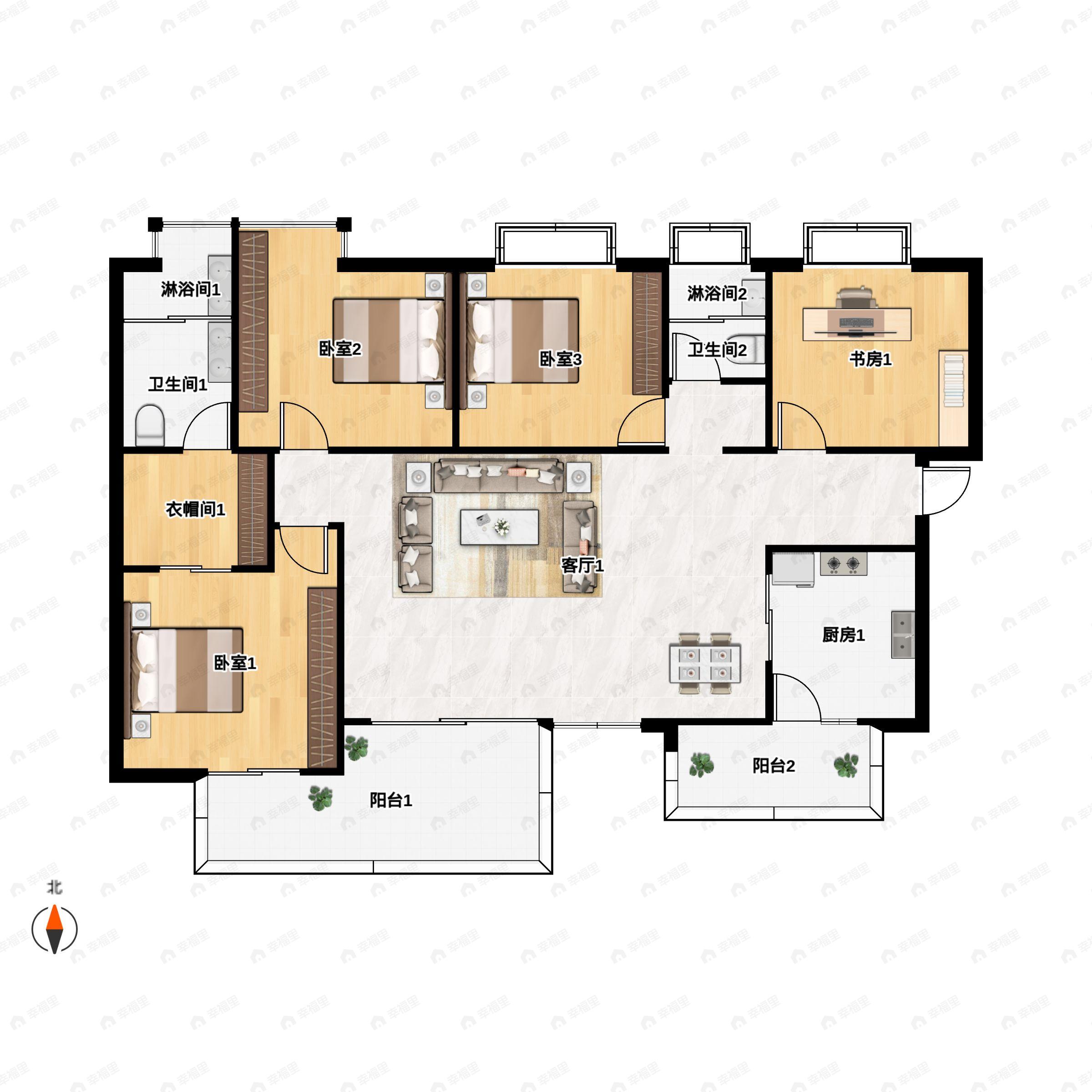 中通世纪峯荟花园4室2厅2卫户型图