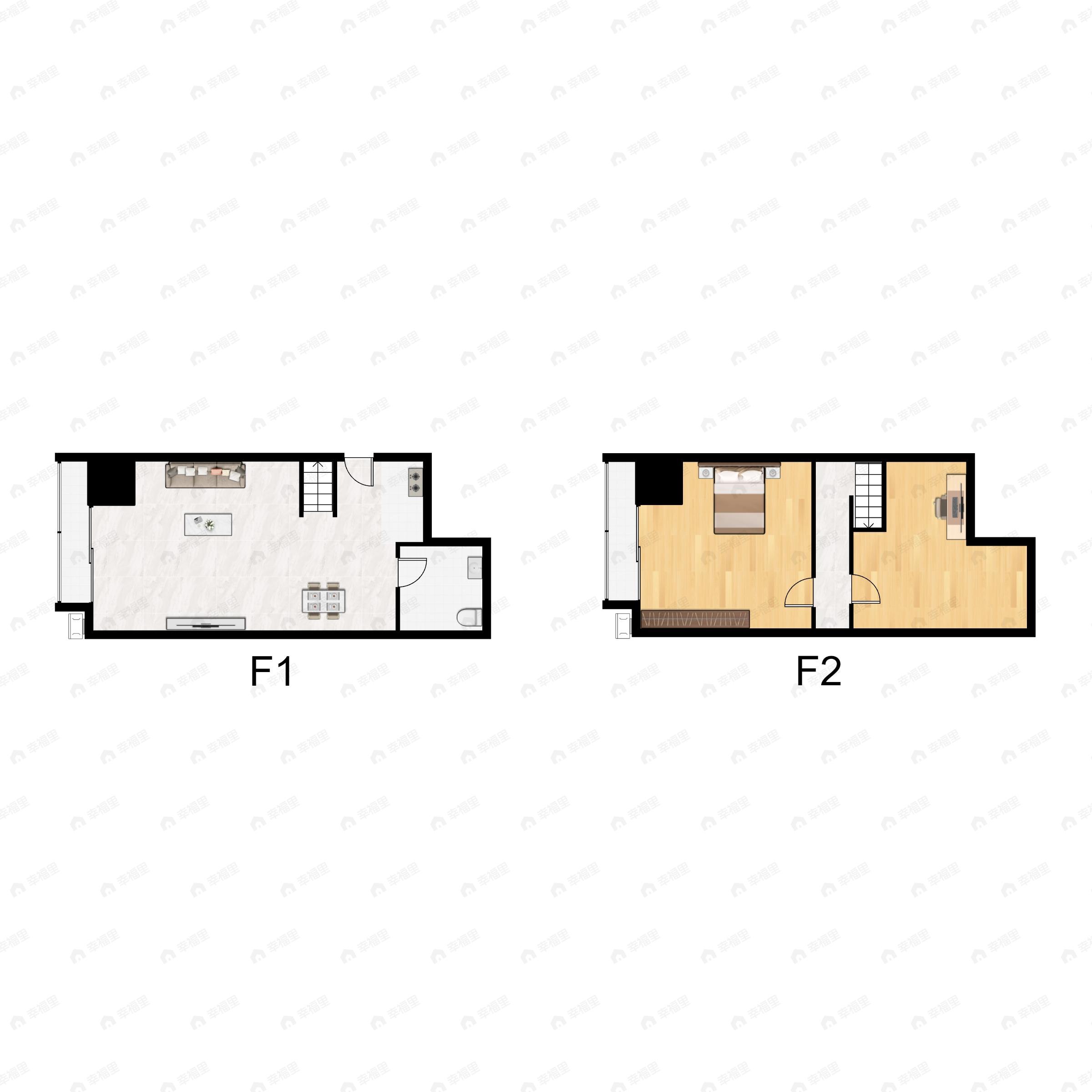 2室2厅1卫建面50平户型图
