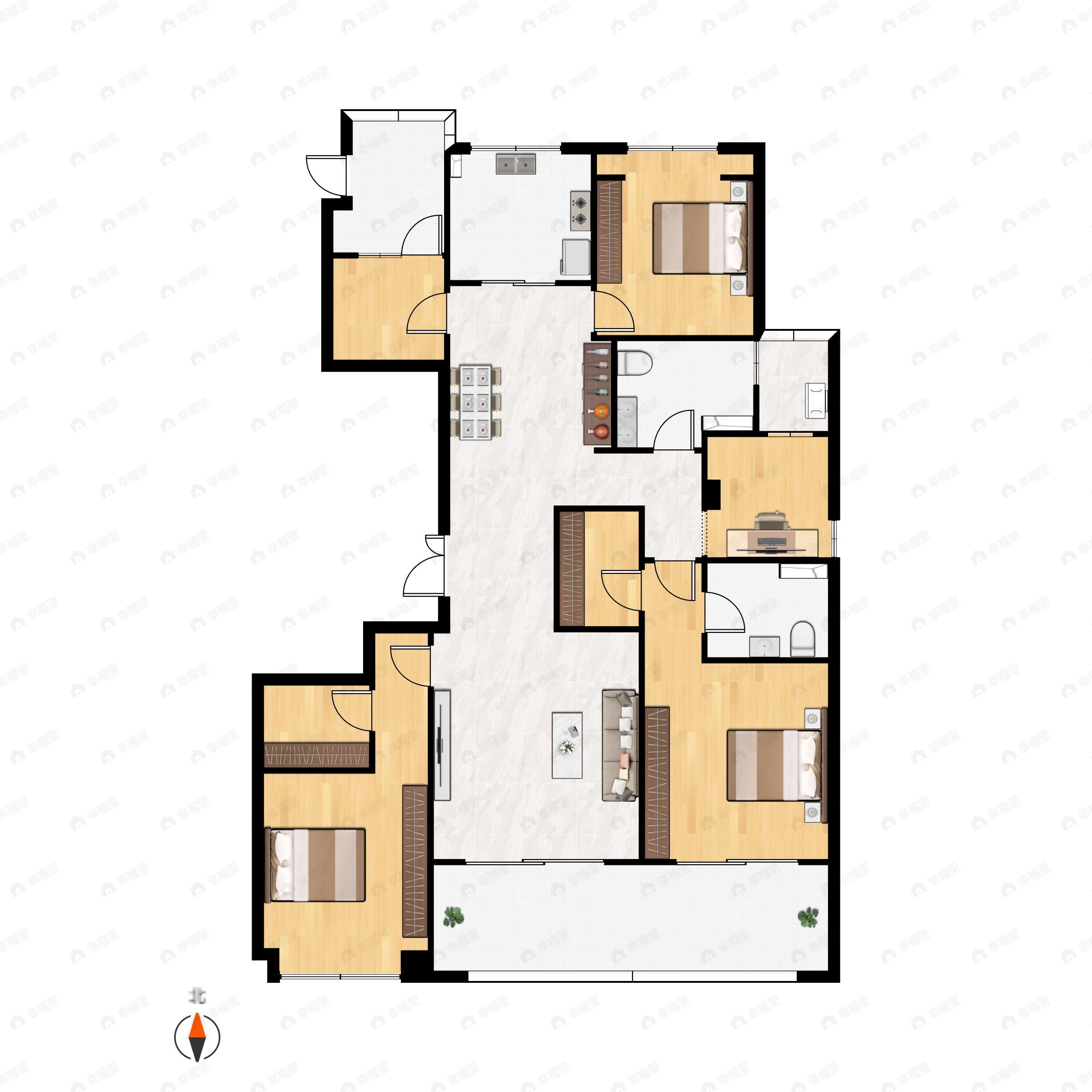 4室2厅2卫建面141平南户型图