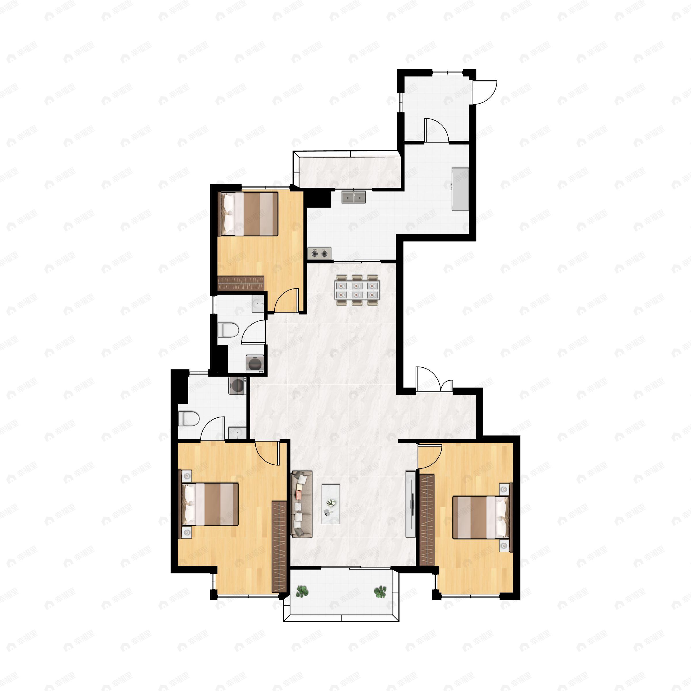 悦景新世界3室2厅2卫户型图